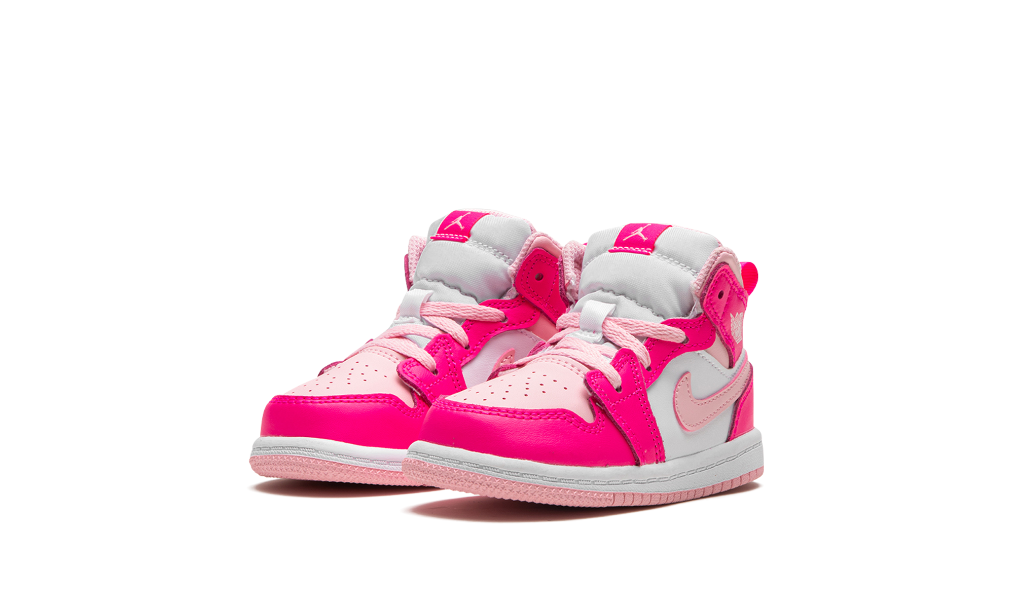 jordan 1 mid white fierce pink td+FD8782-116+diagnol left view