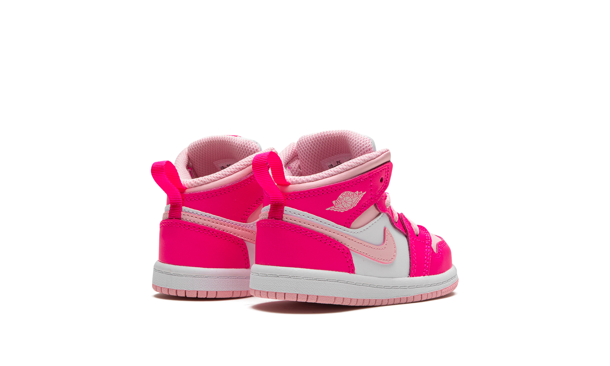 jordan 1 mid white fierce pink td+FD8782-116+diagnol right behind view