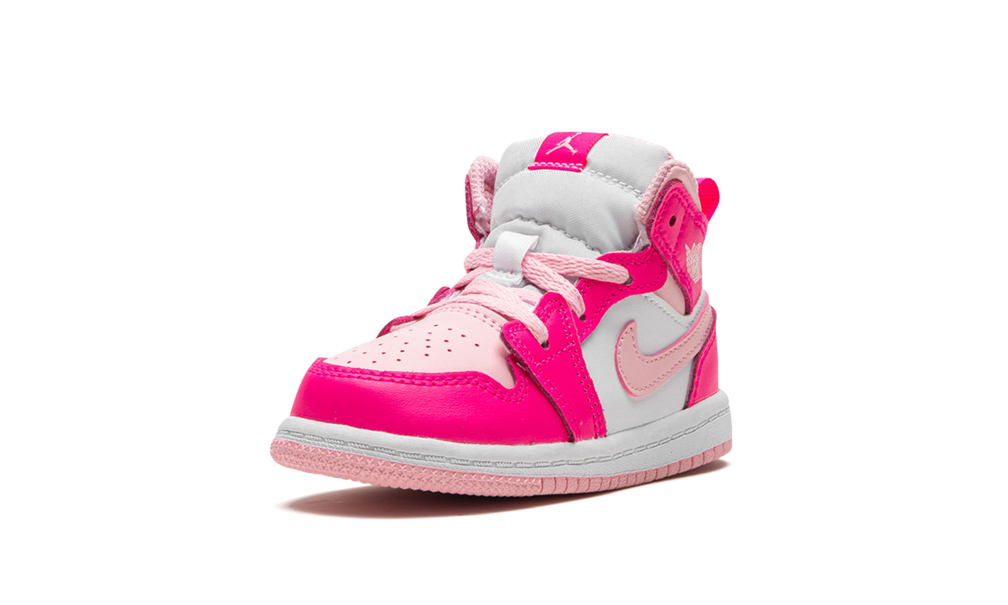 jordan 1 mid white fierce pink td+FD8782-116+left diagnol single view