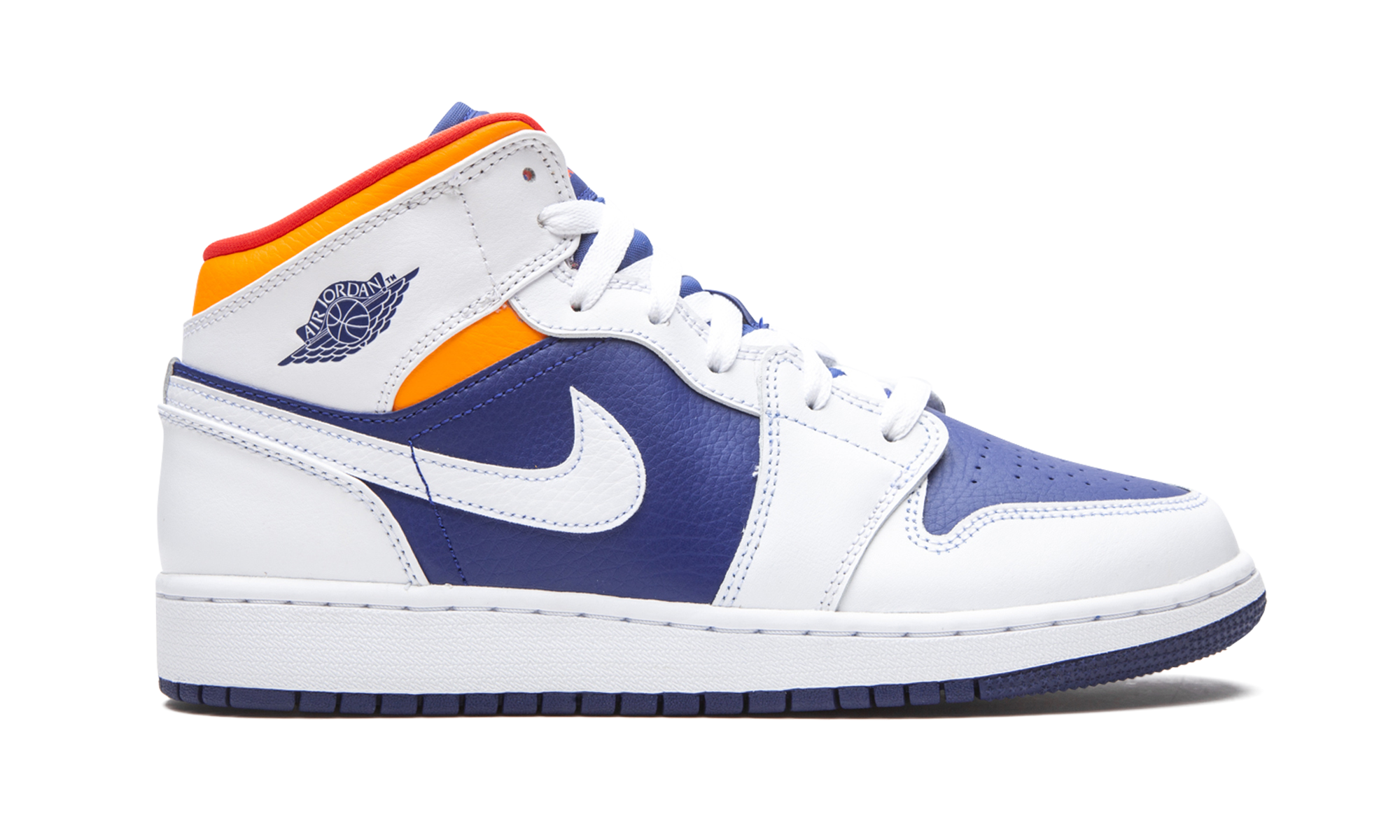 jordan 1 mid white laser orange deep royal blue gs+554725-131+right view