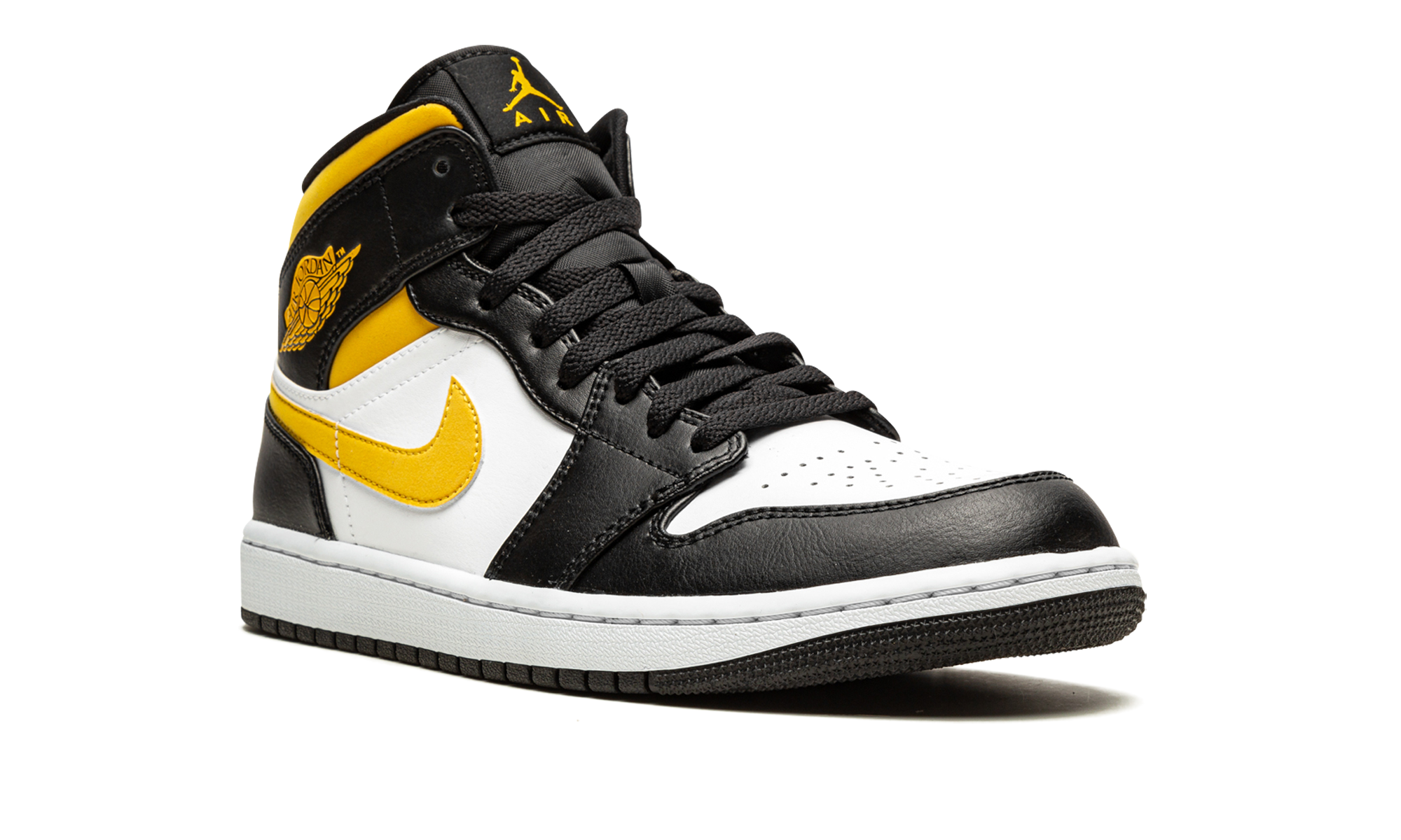 jordan 1 mid white pollen black+554724-177+diagnol right view
