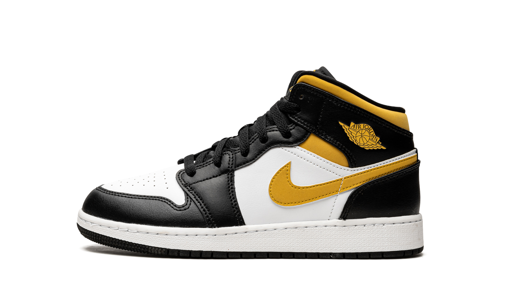 jordan 1 mid white pollen black gs+554725-177+diagnol right view 1