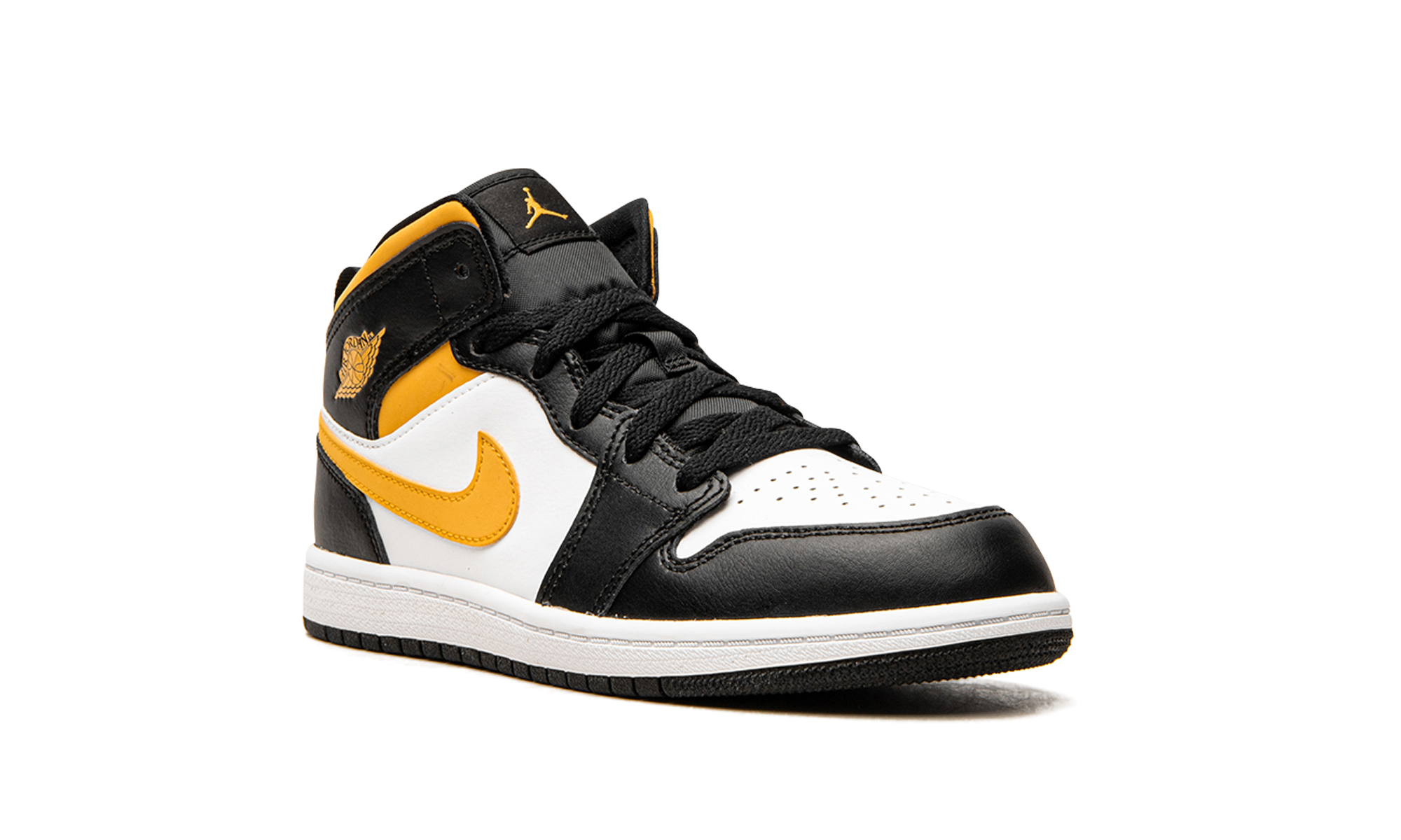jordan 1 mid white pollen black ps+640734-177+diagnol right view