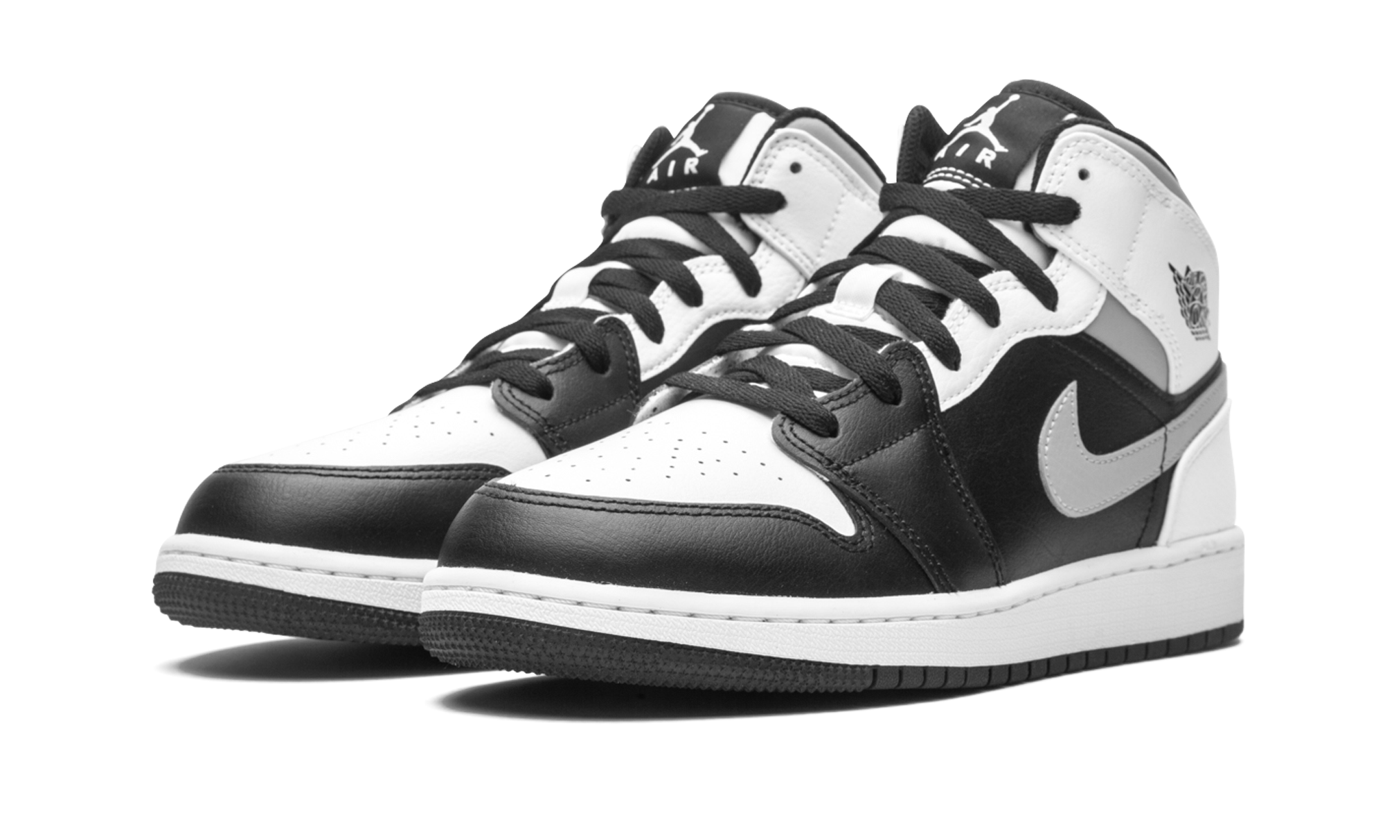 jordan 1 mid white shadow gs+554725-073+diagnol left view