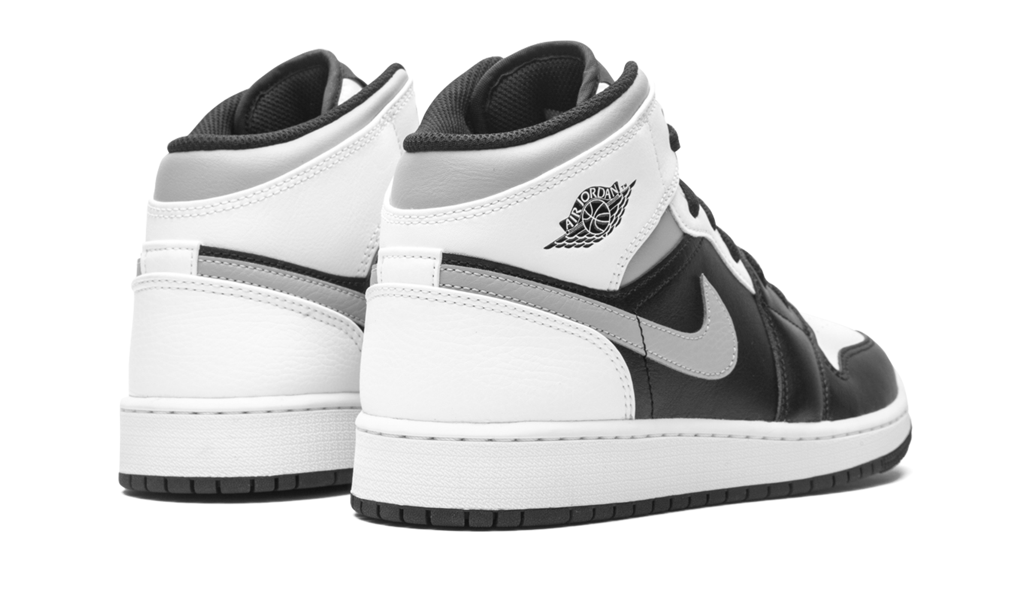 jordan 1 mid white shadow gs+554725-073+diagnol right behind view