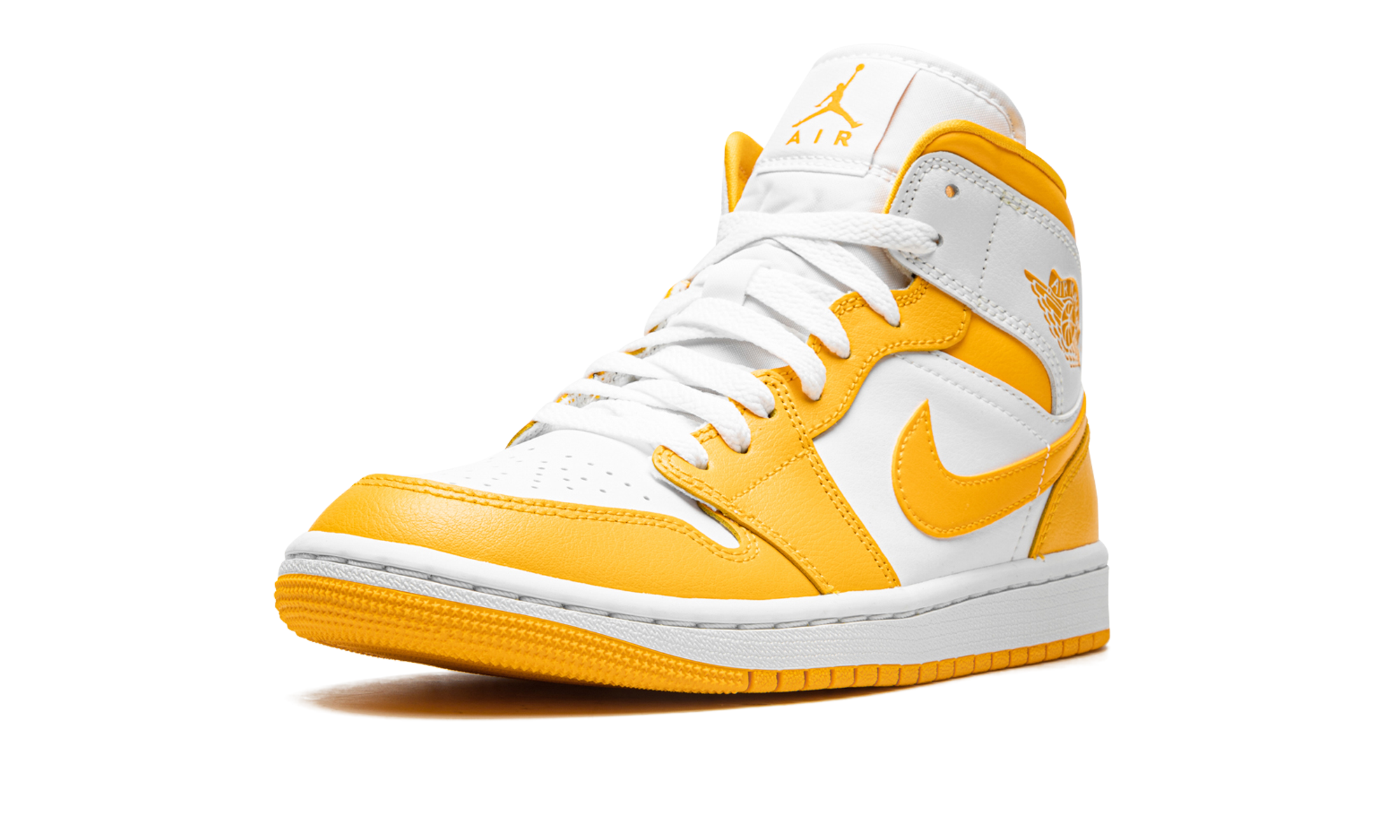 jordan 1 mid white university gold women s+BQ6472-117+left diagnol single view