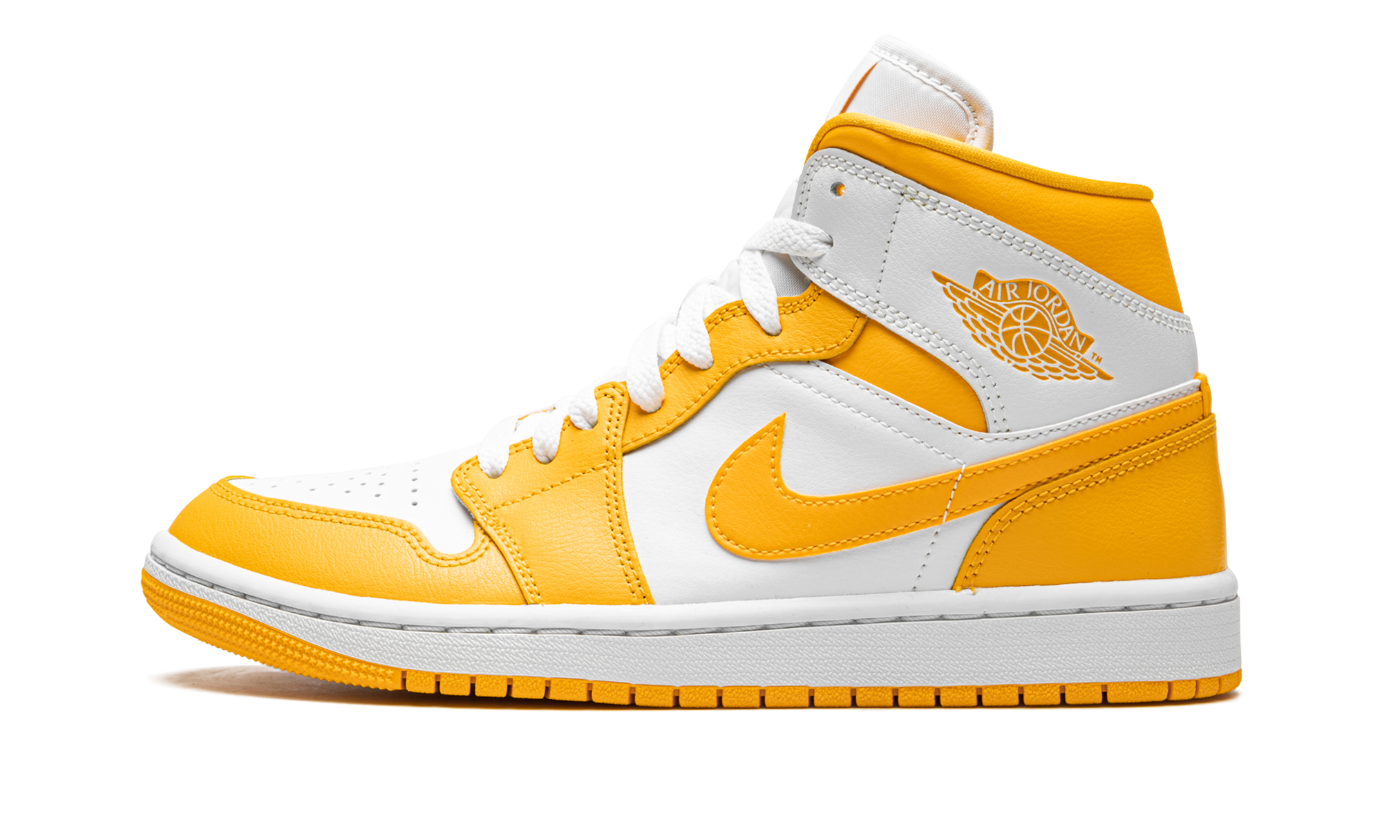 jordan 1 mid white university gold women s+BQ6472-117+diagnol right view 1