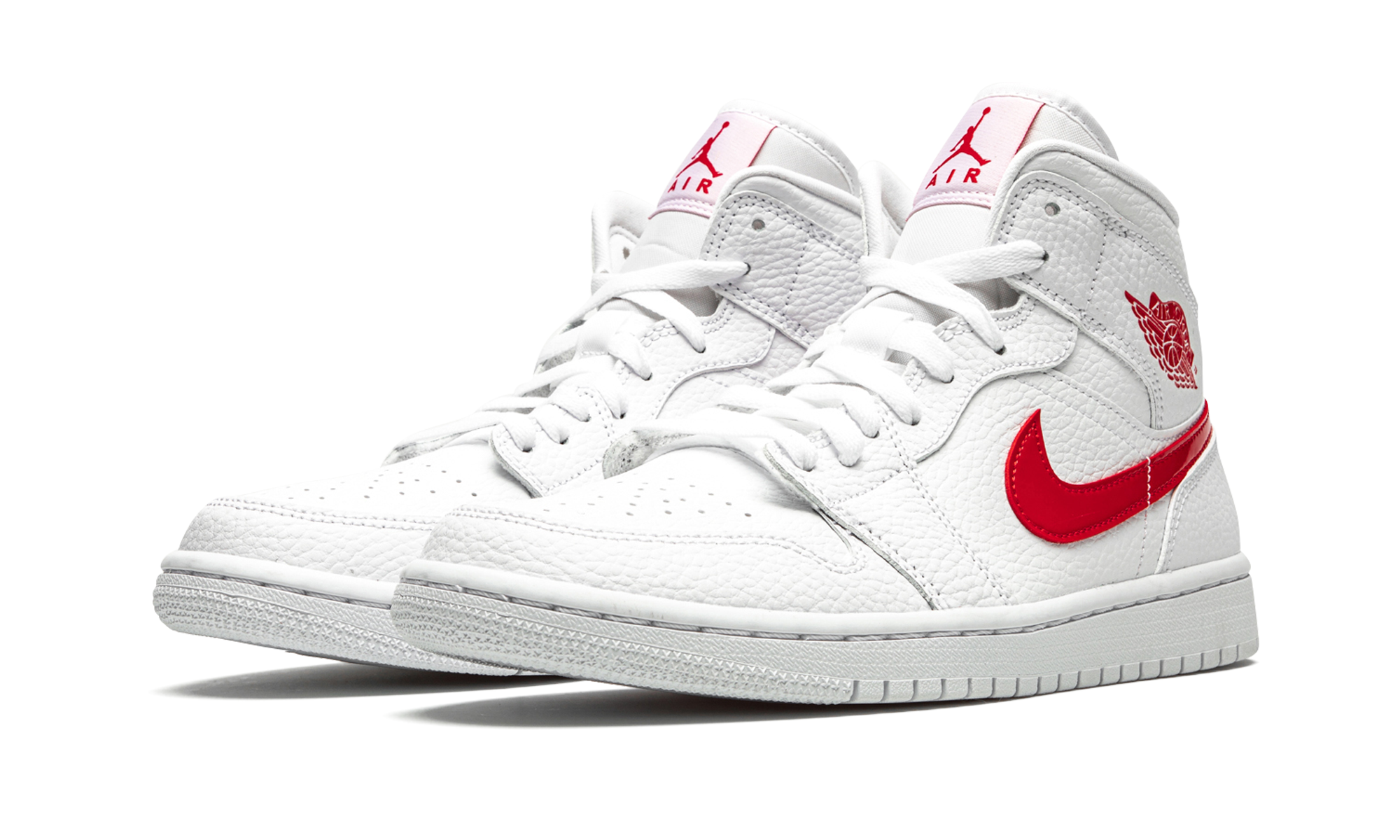 jordan 1 mid white university red women s+BQ6472-106+diagnol left view