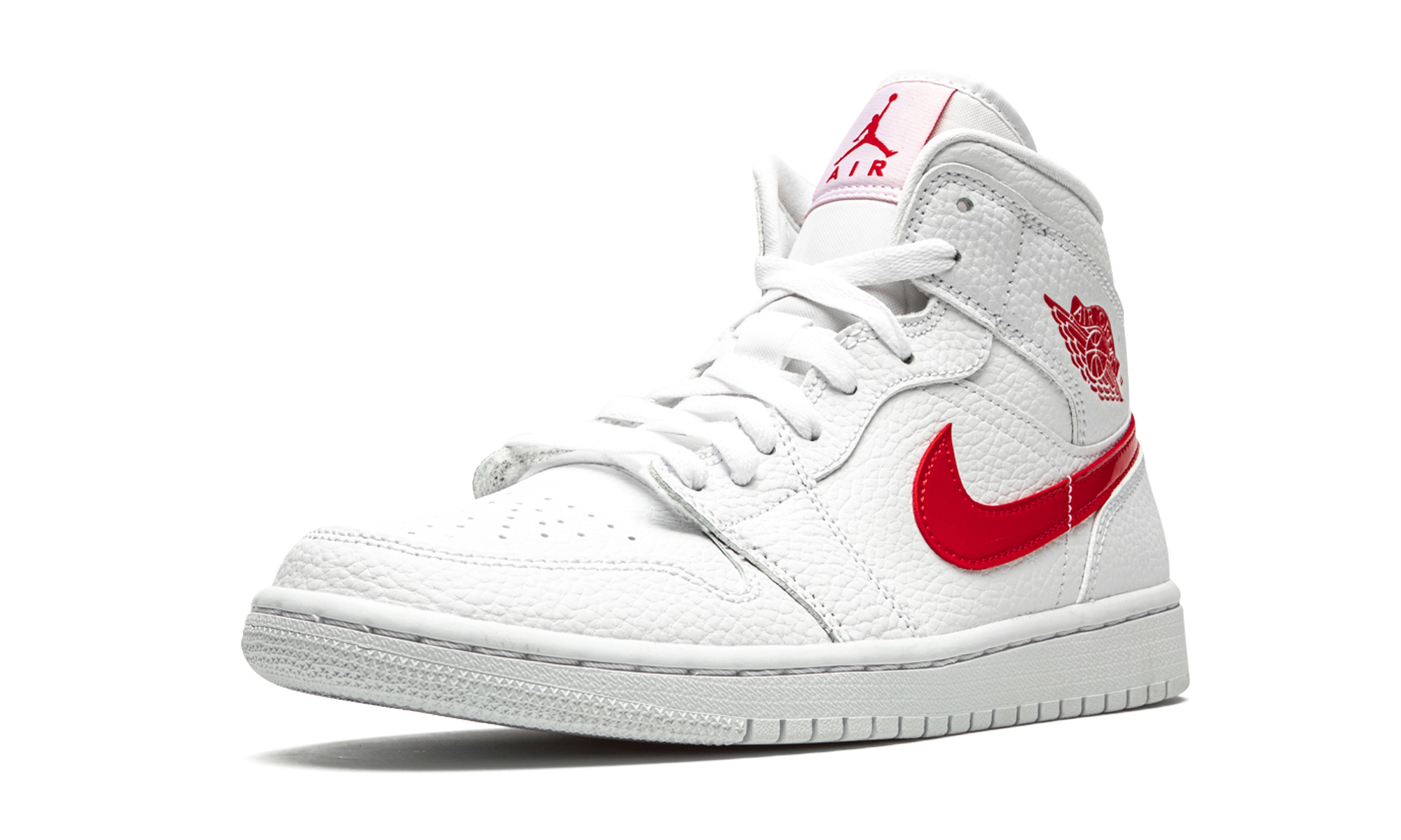 jordan 1 mid white university red women s+BQ6472-106+left diagnol single view