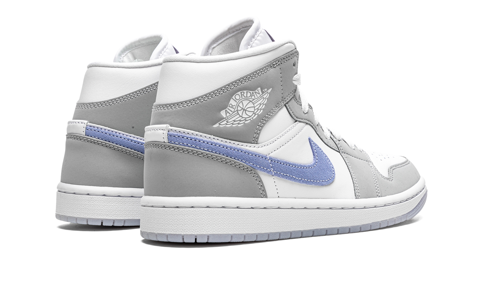 jordan 1 mid wolf grey aluminum women s+BQ6472-105+diagnol right behind view