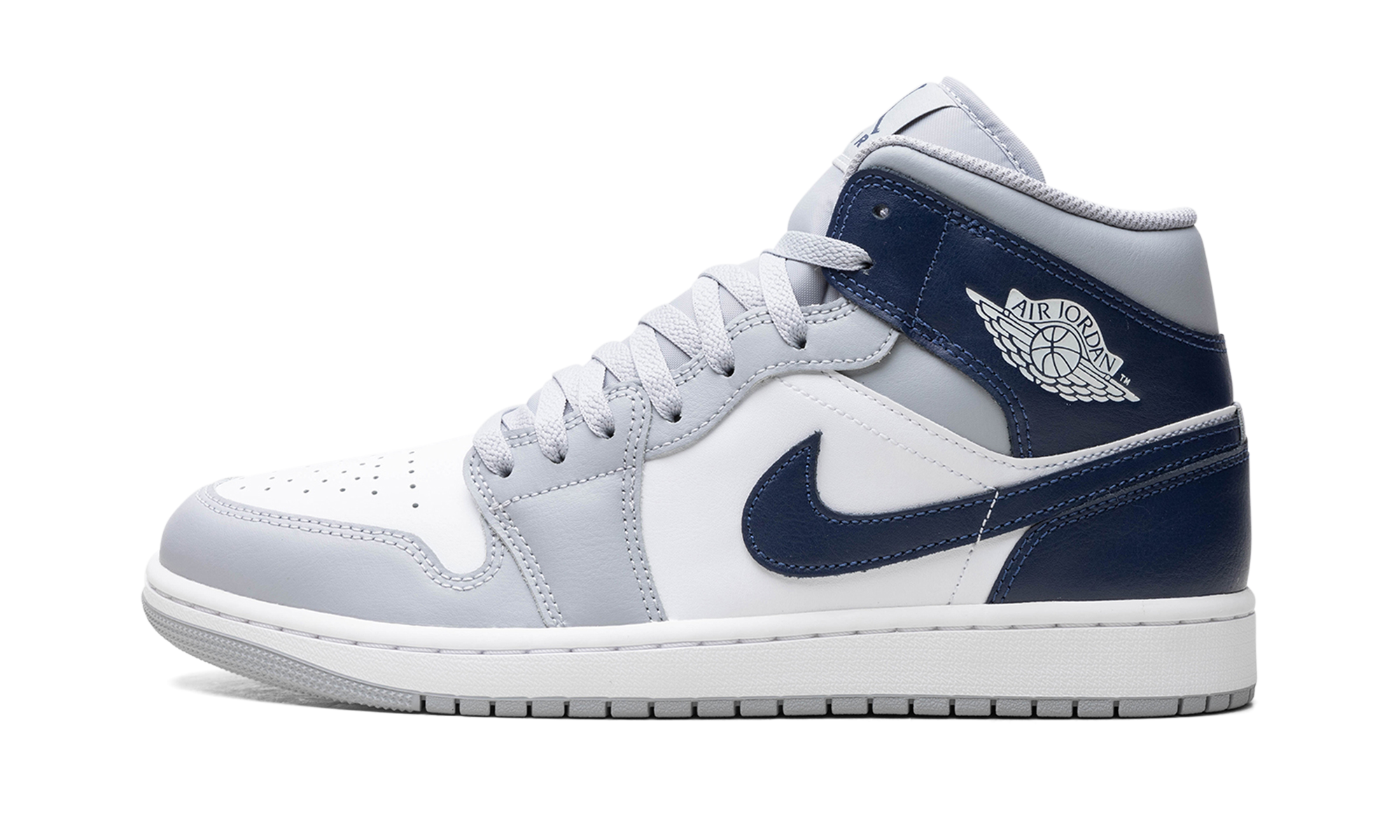 jordan 1 mid wolf grey midnight navy+DQ8426-104+diagnol right view