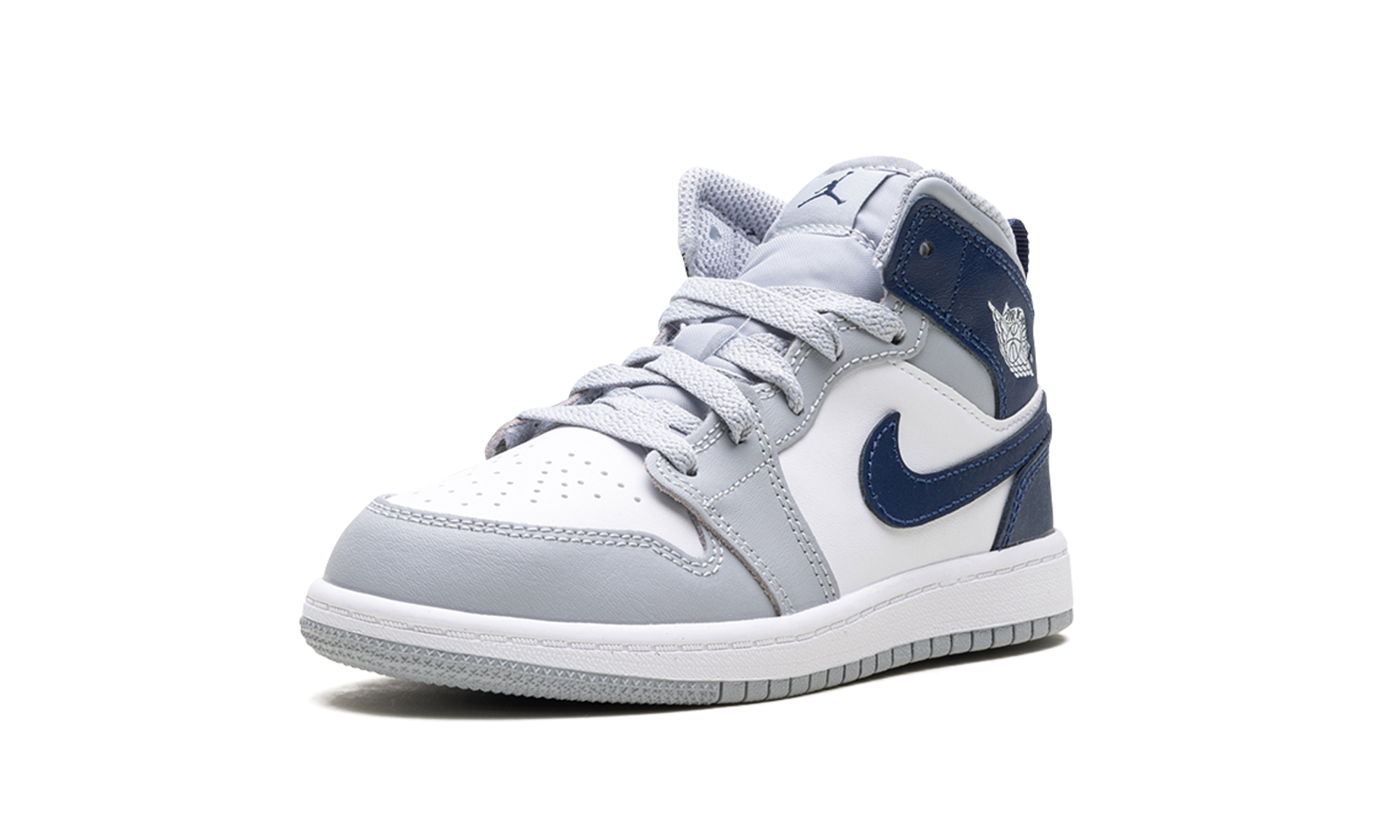 jordan 1 mid wolf grey midnight navy ps+DQ8424-104+left diagnol single view