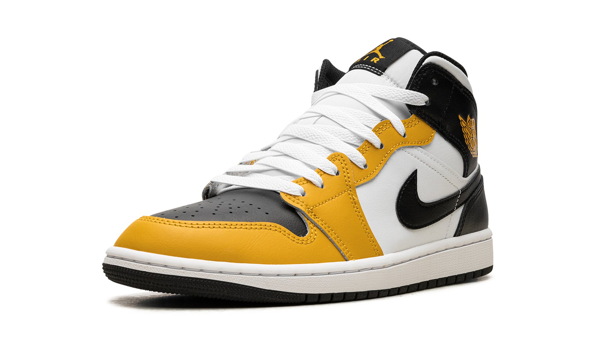jordan 1 mid yellow ochre+DQ8426-701+left diagnol single view