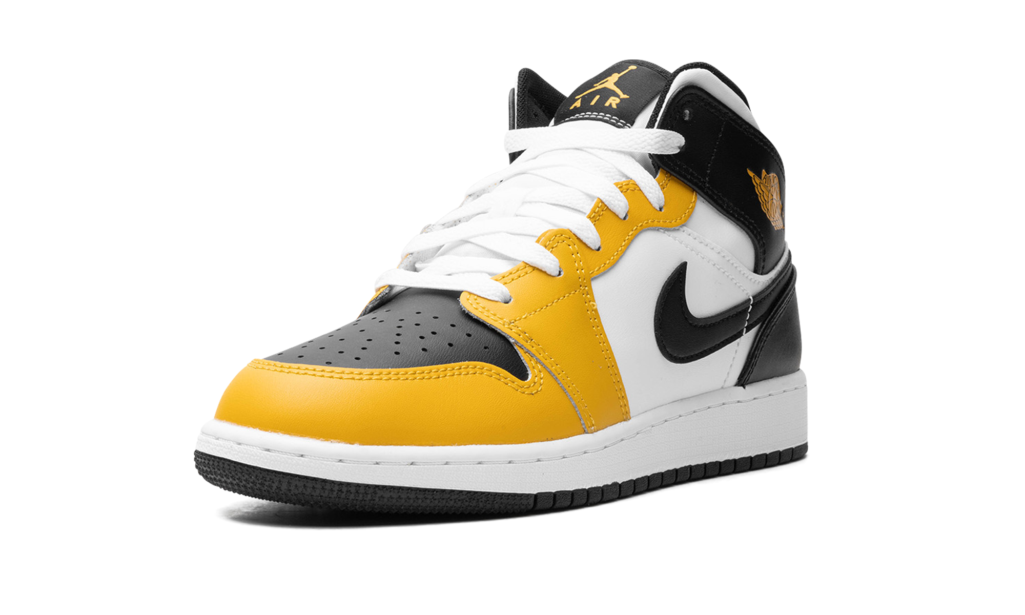 jordan 1 mid yellow ochre gs+DQ8423-701+left diagnol single view