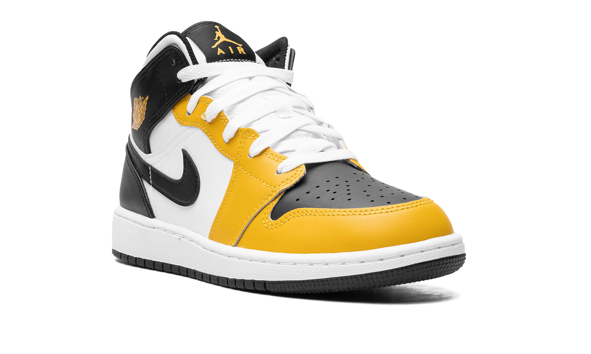 jordan 1 mid yellow ochre gs+DQ8423-701+diagnol right view