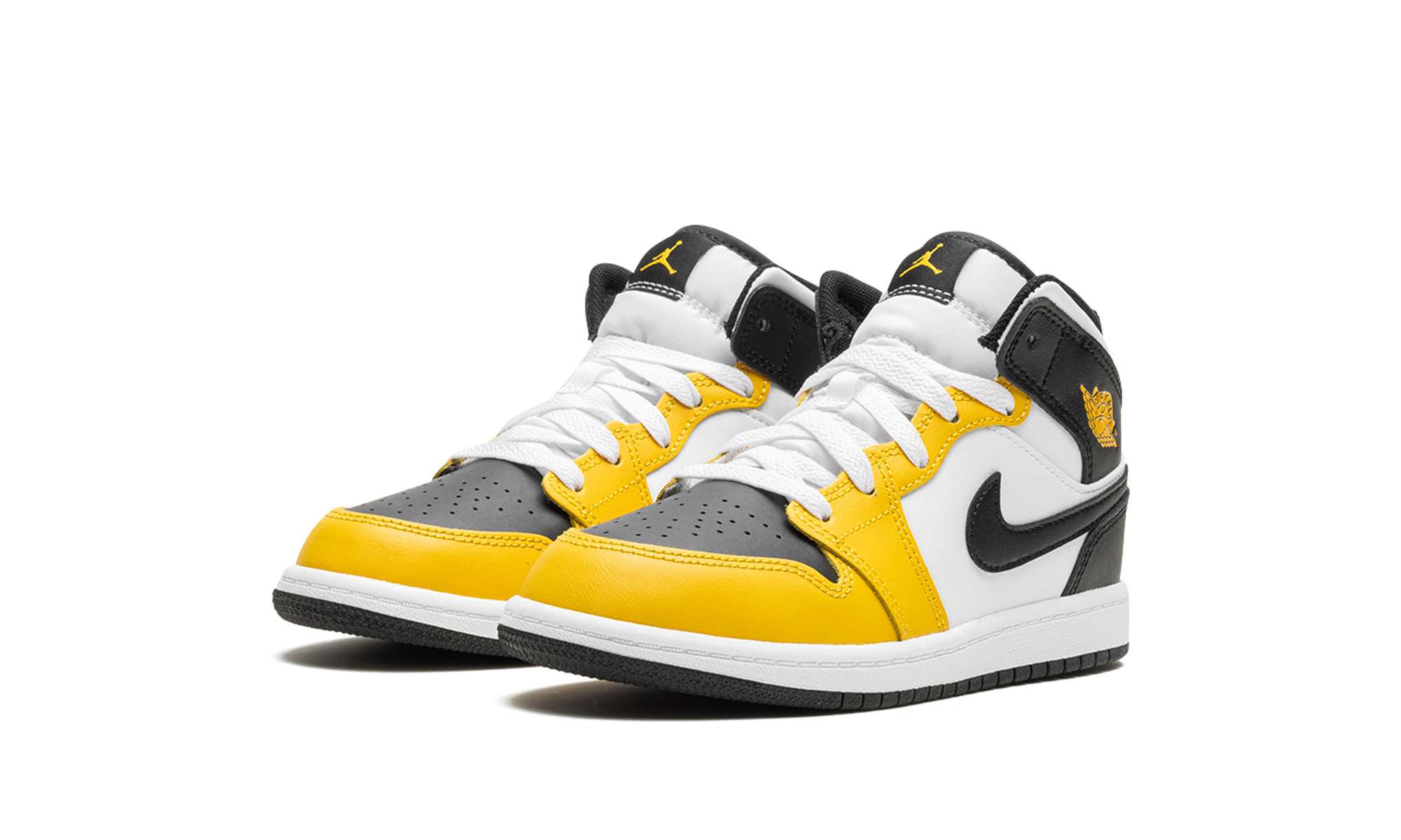 jordan 1 mid yellow ochre ps+DQ8424-701+diagnol left view