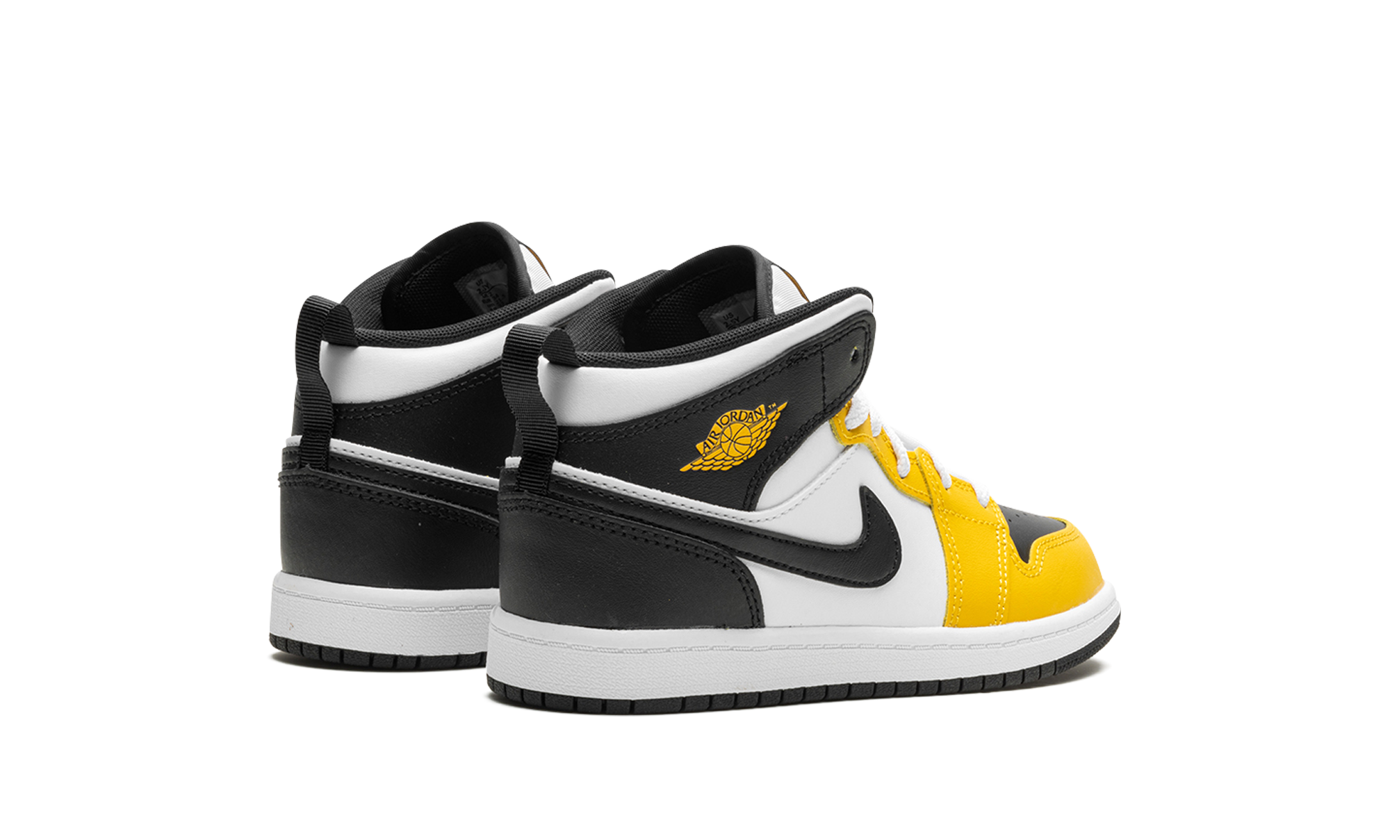 jordan 1 mid yellow ochre ps+DQ8424-701+diagnol right behind view