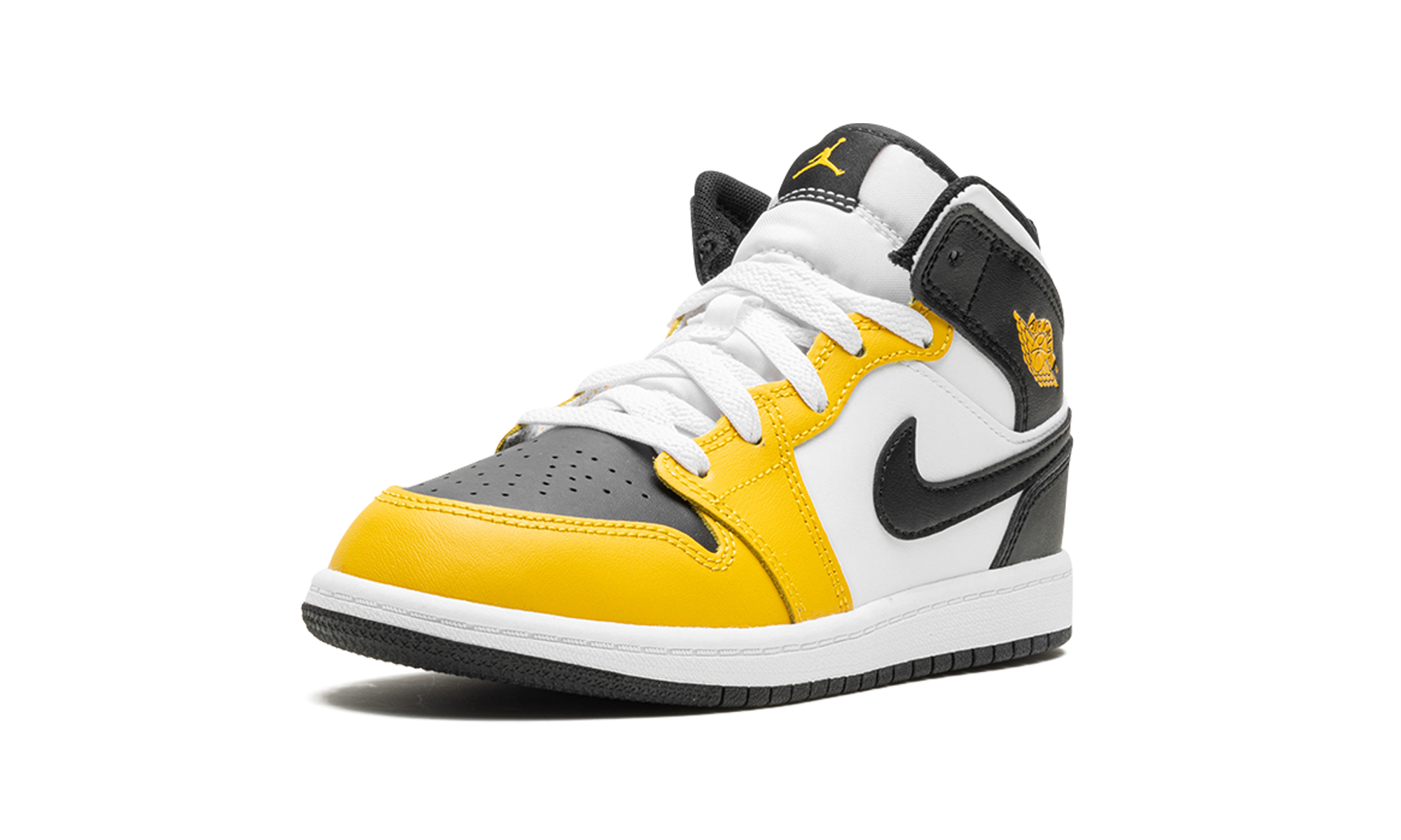 jordan 1 mid yellow ochre ps+DQ8424-701+left diagnol single view