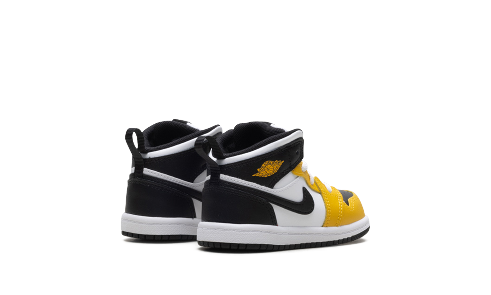jordan 1 mid yellow ochre td+DQ8425-701+diagnol right behind view
