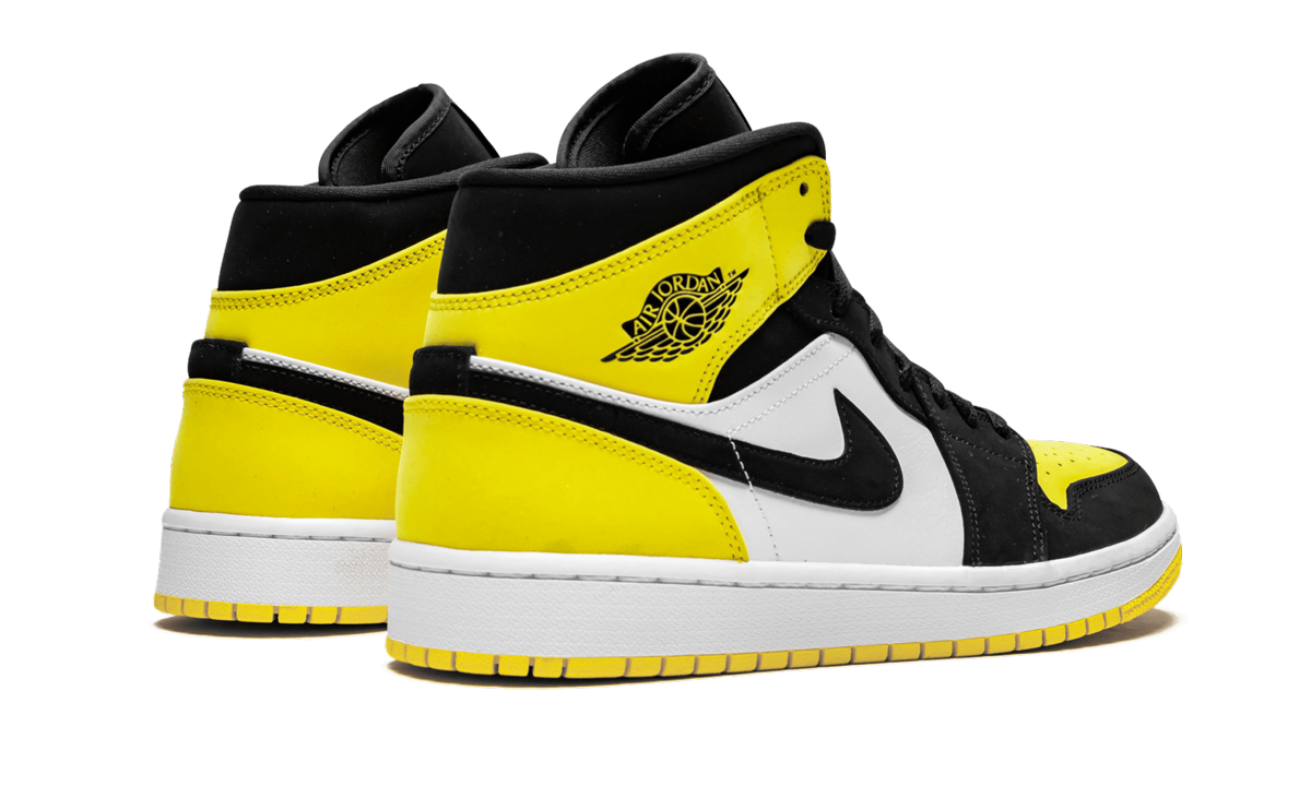 jordan 1 mid yellow toe black+852542-071+diagnol right behind view