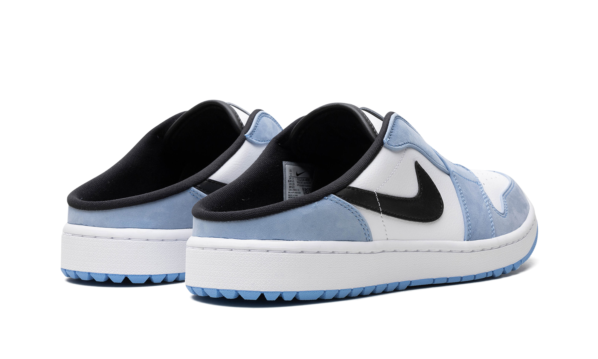 jordan 1 mule golf university blue+FJ1214-400+diagnol right behind view