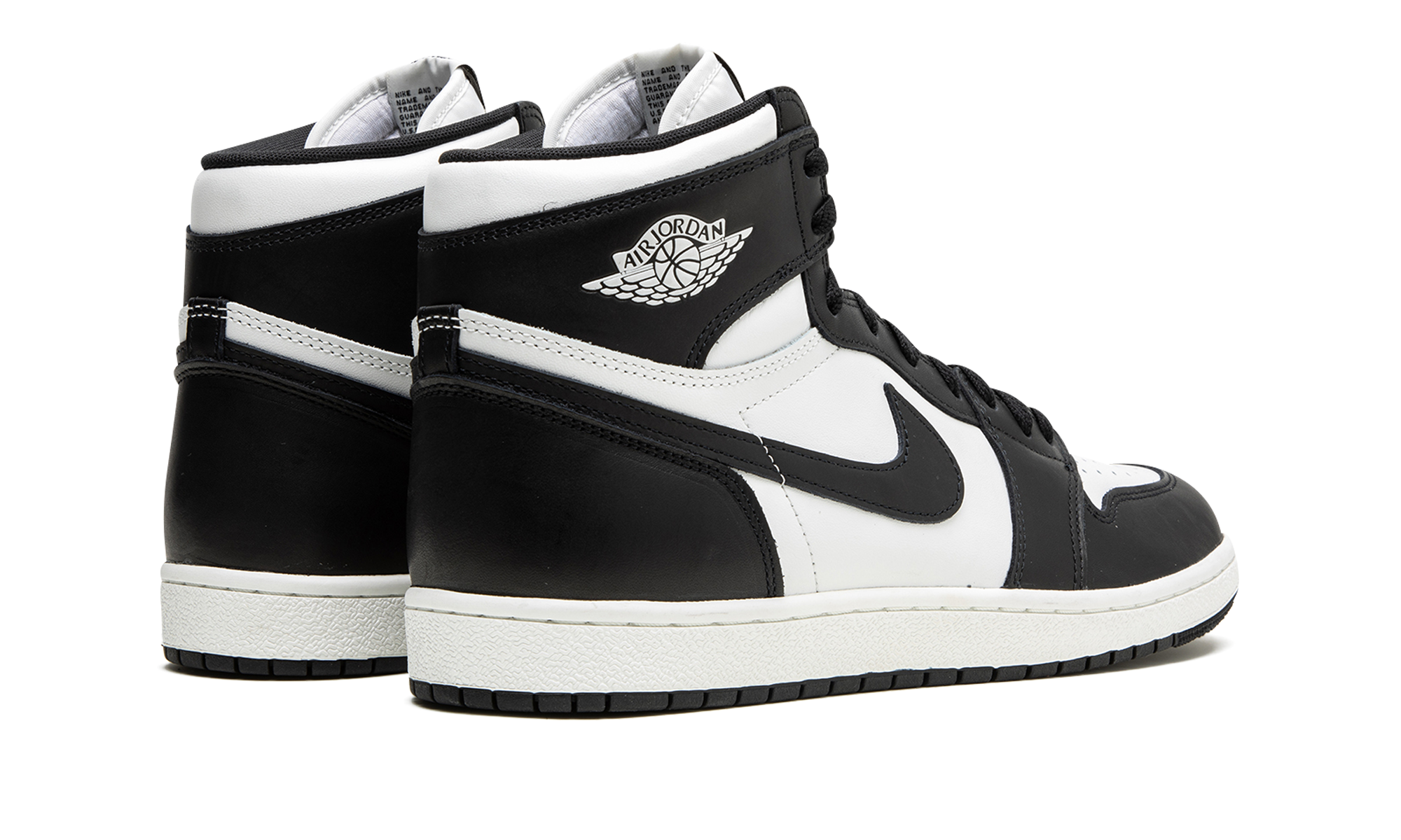 jordan 1 retro high 85 black white 2023+BQ4422-001+diagnol right behind view