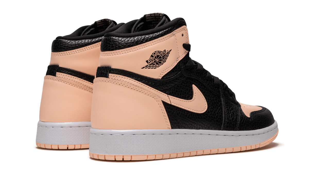 jordan 1 retro high black crimson tint gs+575441-081+diagnol right behind view