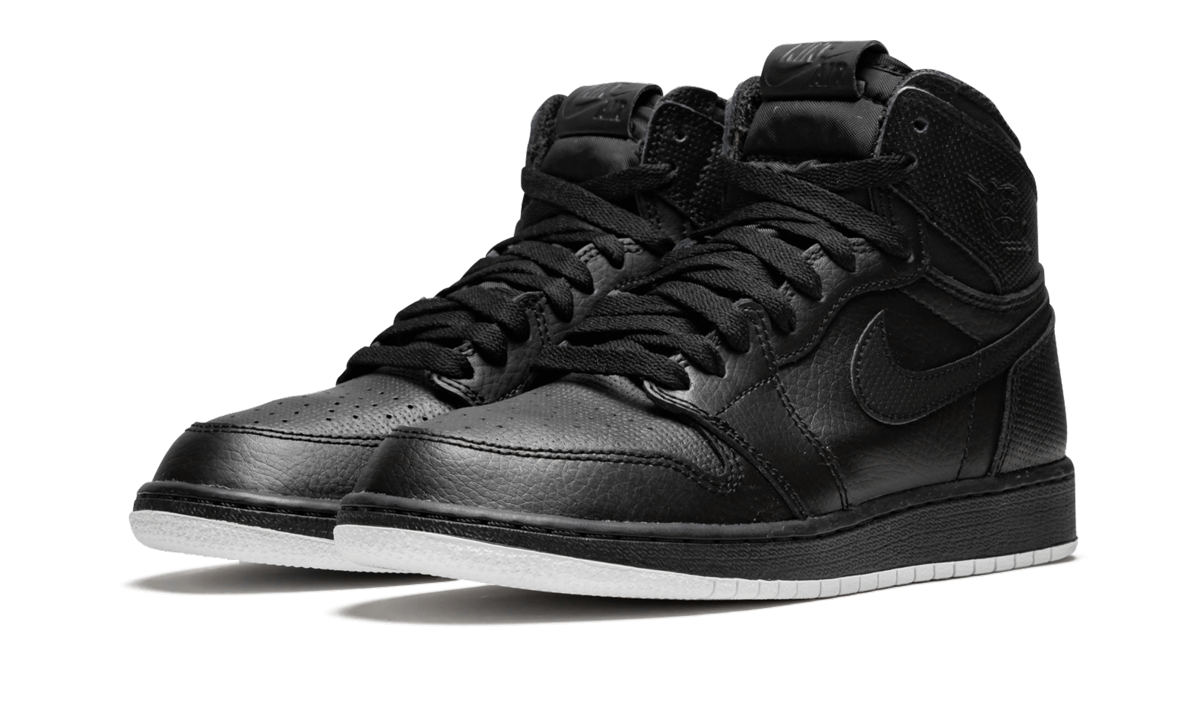jordan 1 retro high black perforated gs+575441-002+diagnol left view