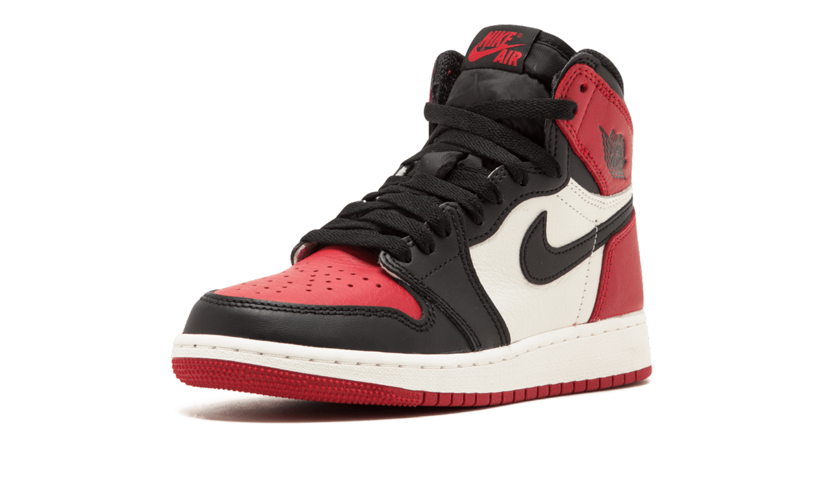 jordan 1 retro high bred toe gs+575441-610+left diagnol single view