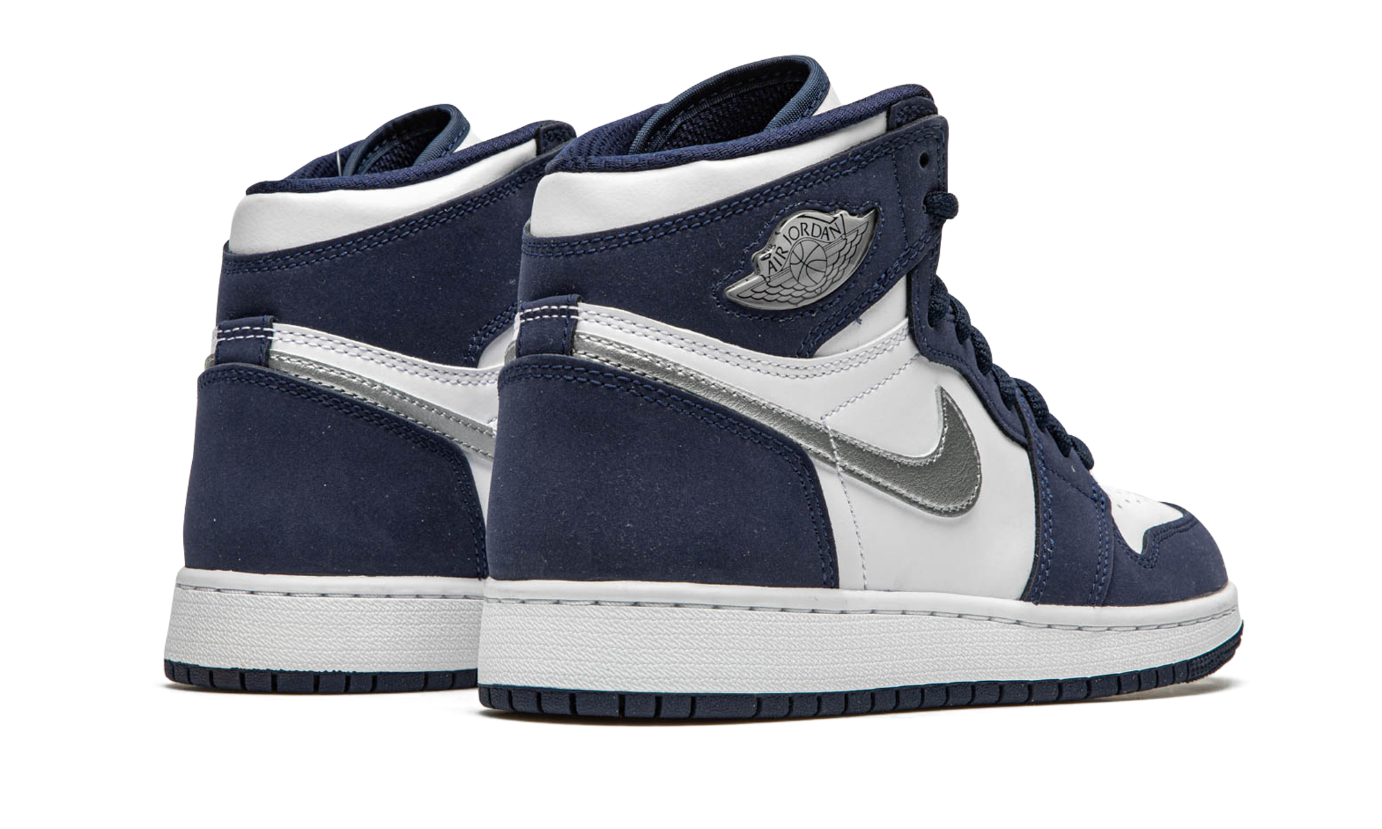 jordan 1 retro high co japan midnight navy gs+575441-141+diagnol right behind view