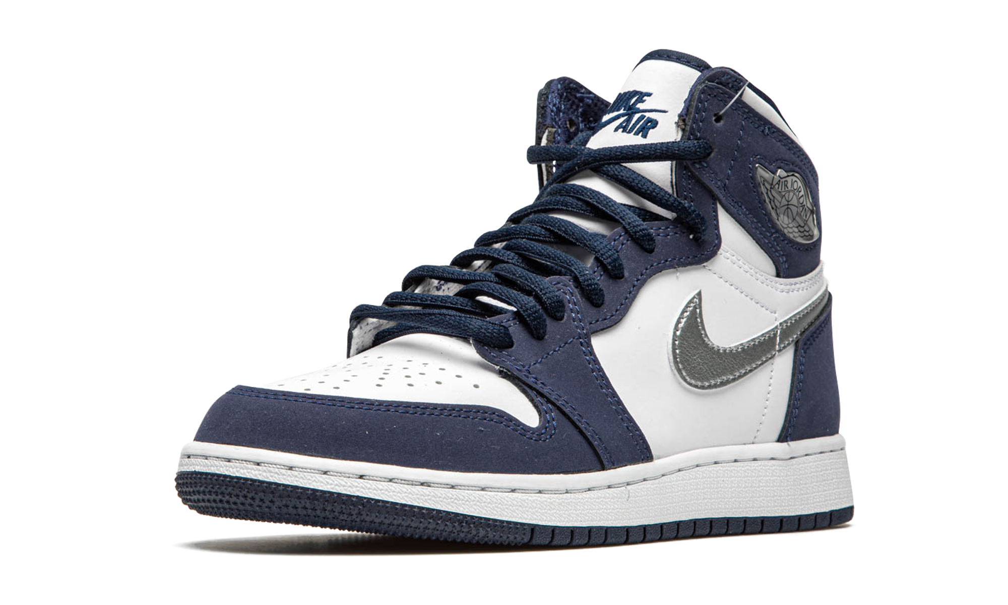 jordan 1 retro high co japan midnight navy gs+575441-141+left diagnol single view