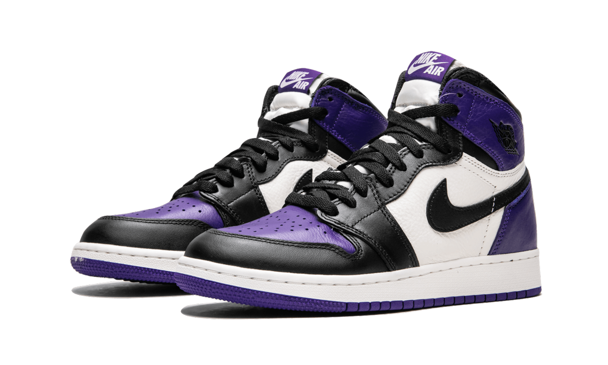 jordan 1 retro high court purple gs+575441-501+diagnol left view