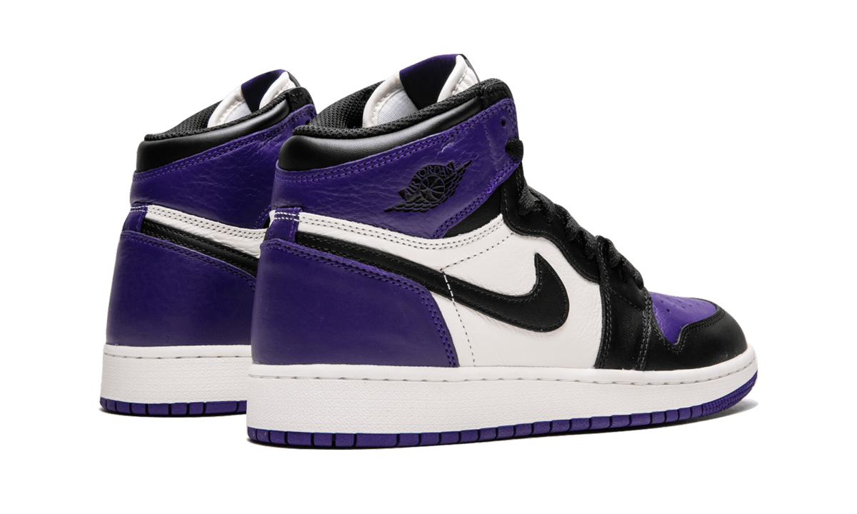 jordan 1 retro high court purple gs+575441-501+diagnol right behind view
