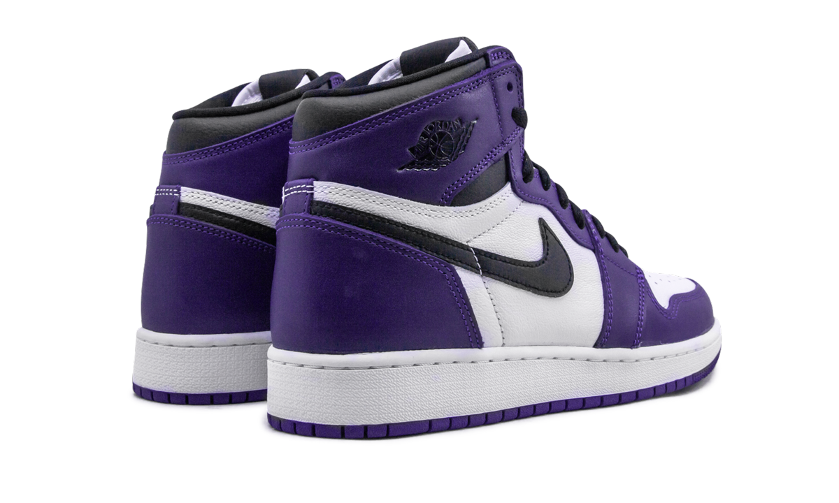 jordan 1 retro high court purple white gs+575441-500+diagnol right behind view