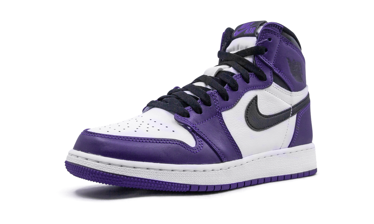 jordan 1 retro high court purple white gs+575441-500+left diagnol single view