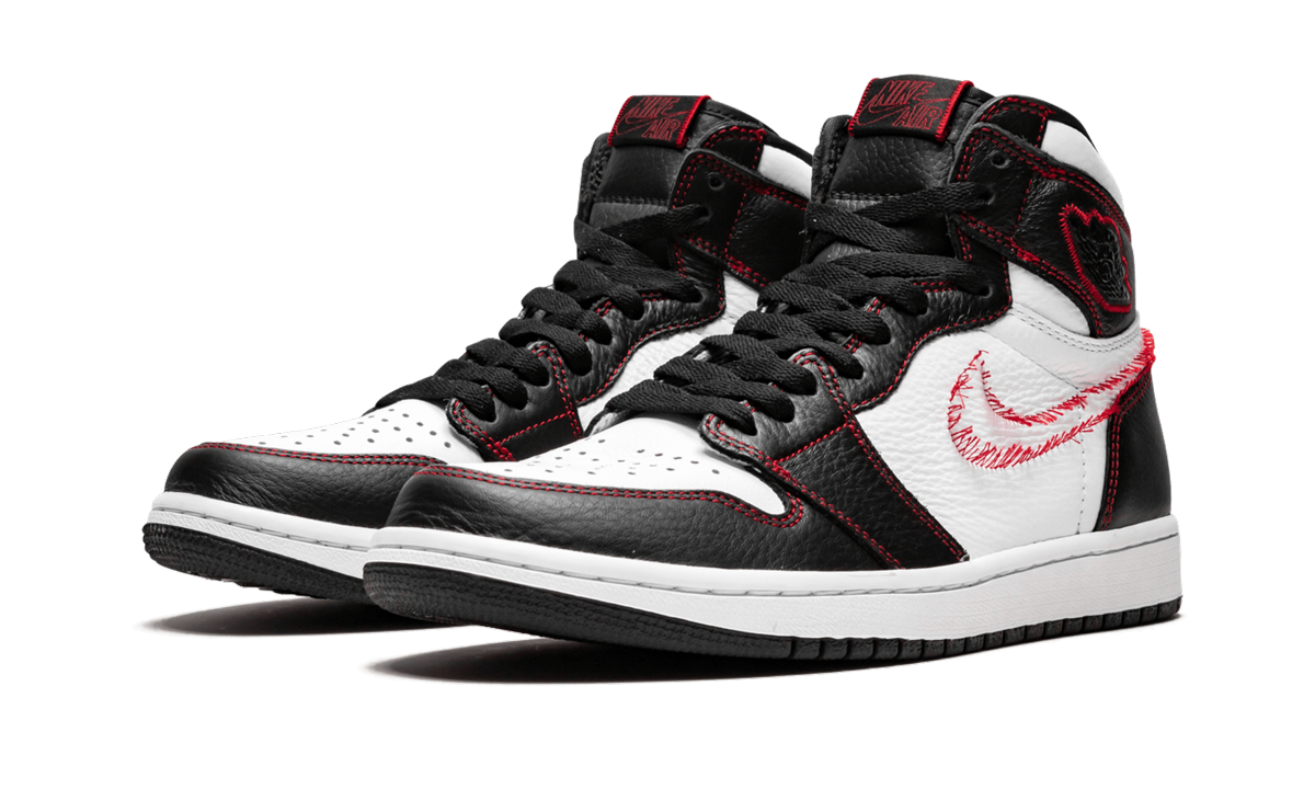 jordan 1 retro high defiant white black gym red+CD6579-071+diagnol left view