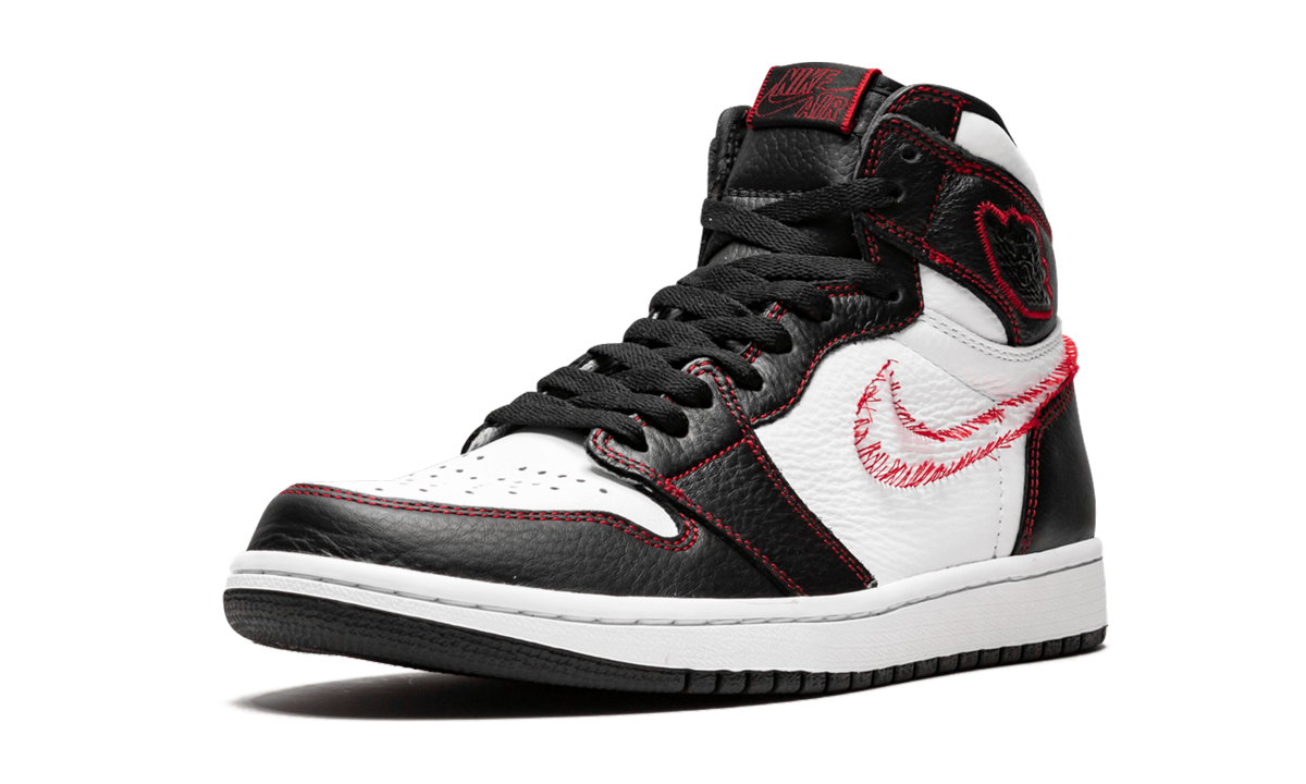 jordan 1 retro high defiant white black gym red+CD6579-071+left diagnol single view