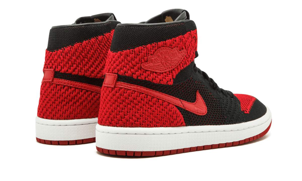 jordan 1 retro high flyknit bred gs+919702-001+diagnol right behind view