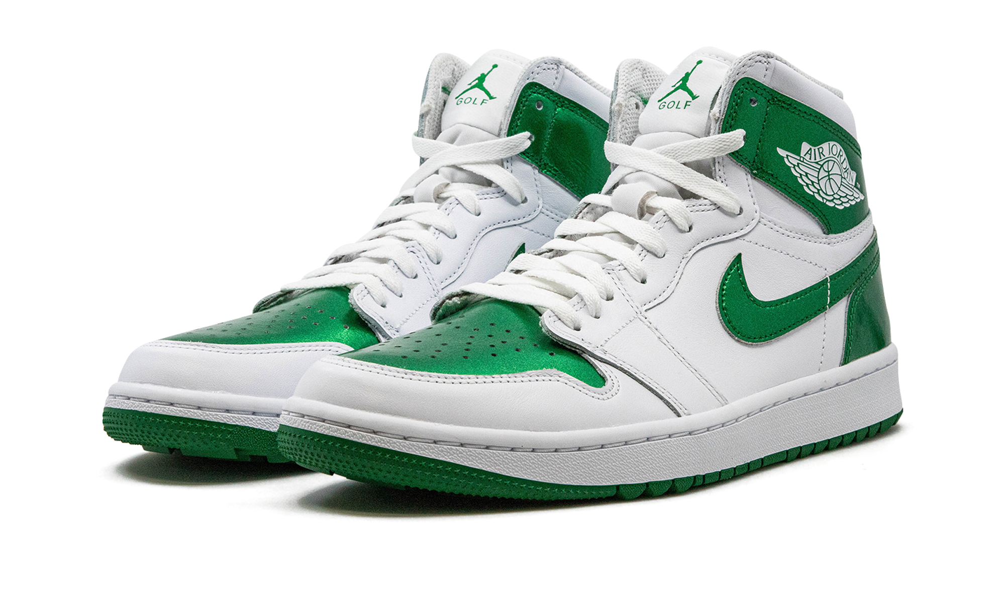 jordan 1 retro high golf metallic green+DQ0660-130+diagnol left view