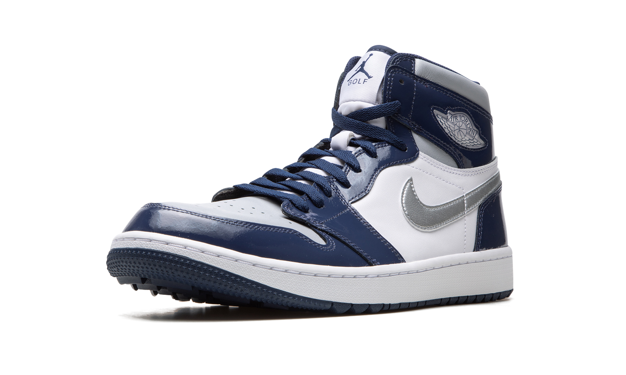 jordan 1 retro high golf patent midnight navy+DQ0660-100+left diagnol single view