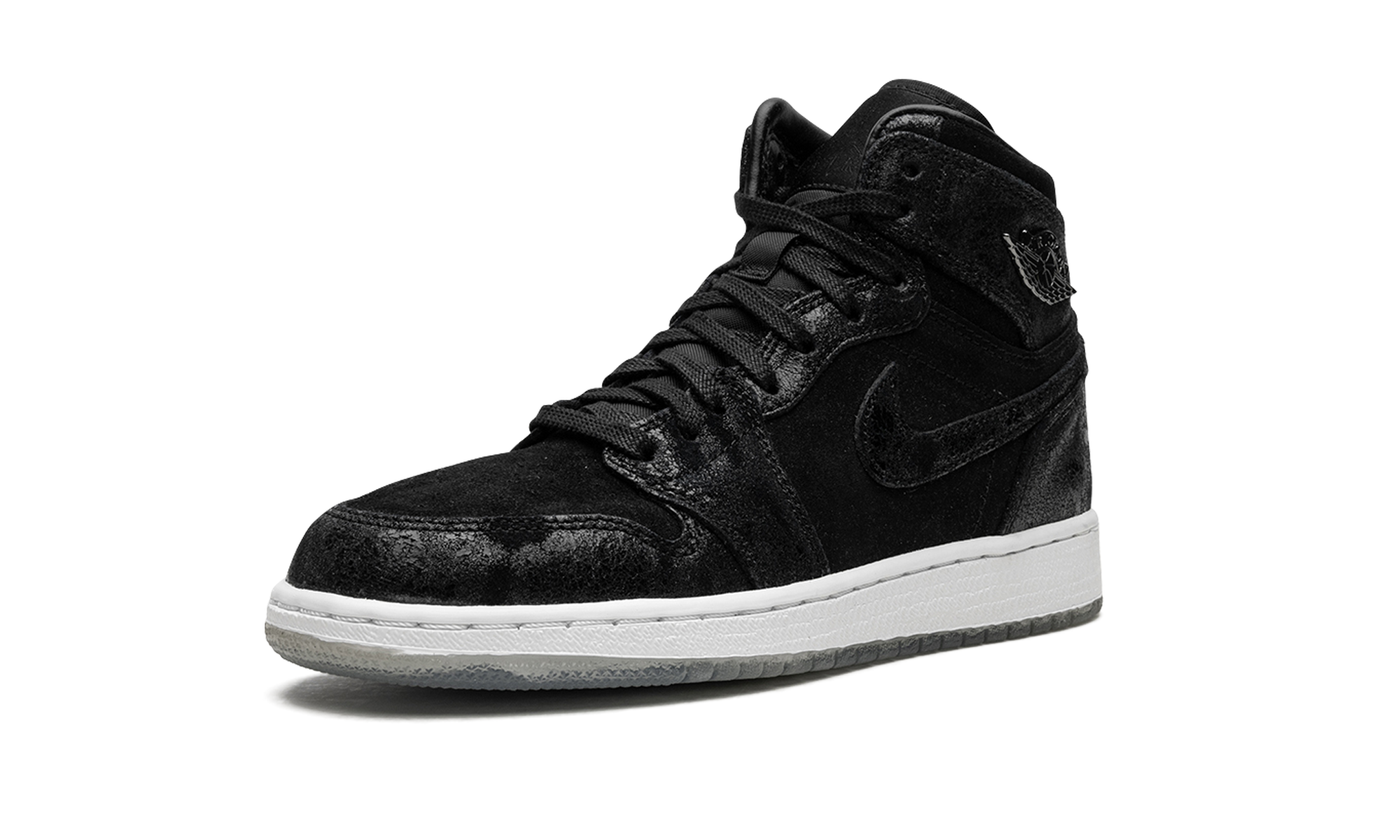 jordan 1 retro high heiress black suede gs+832596-001+bottom view
