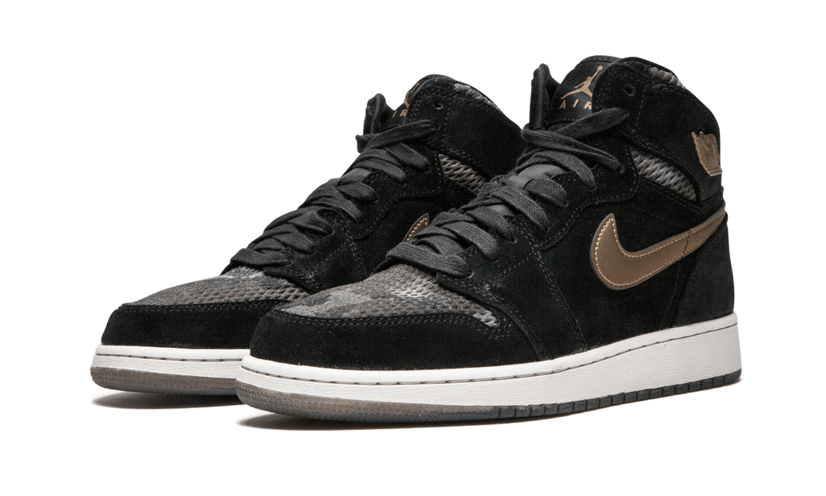 jordan 1 retro high heiress camo gs+832596-030+diagnol left view