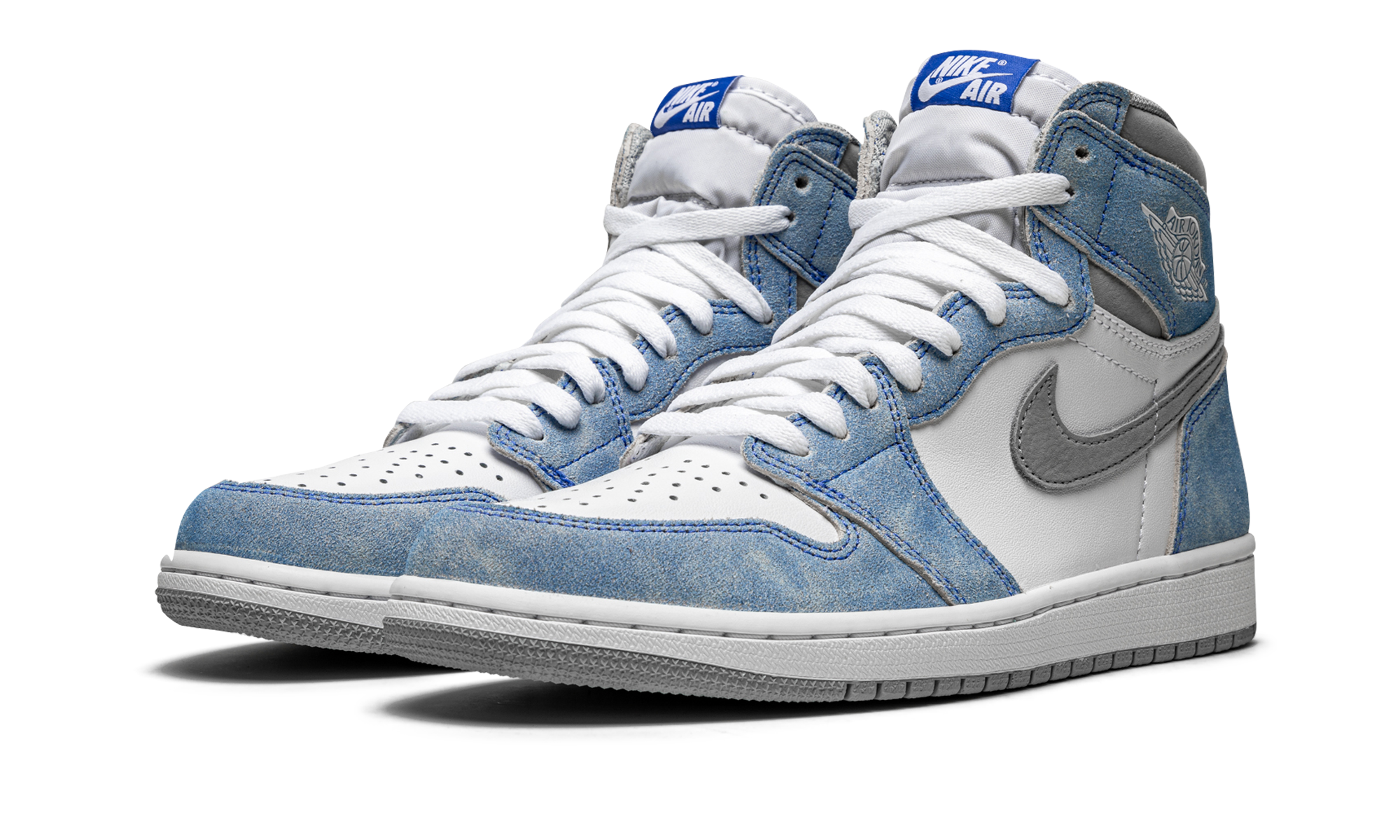 jordan 1 retro high hyper royal smoke grey+555088-402+diagnol left view