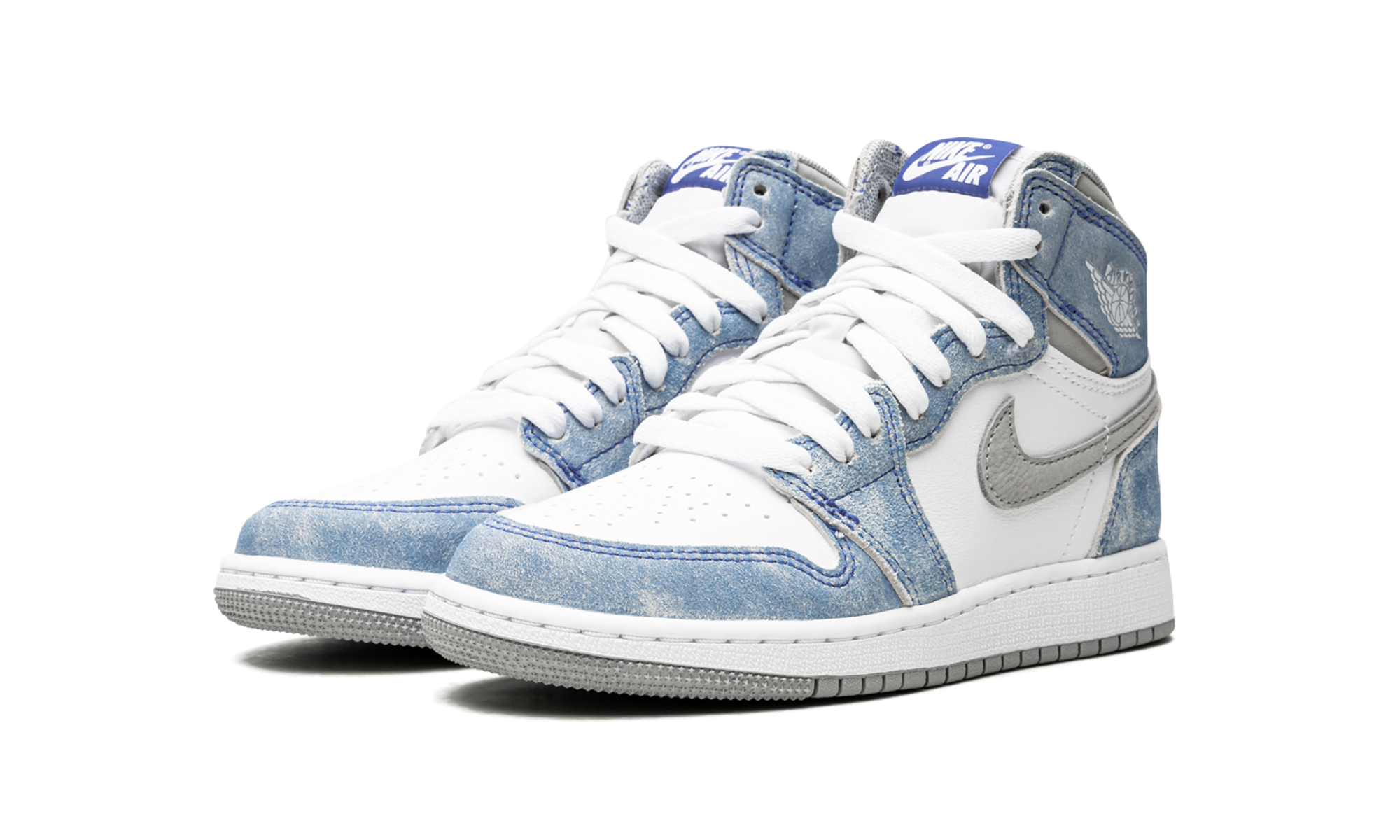 jordan 1 retro high hyper royal smoke grey gs+575441-402+diagnol left view