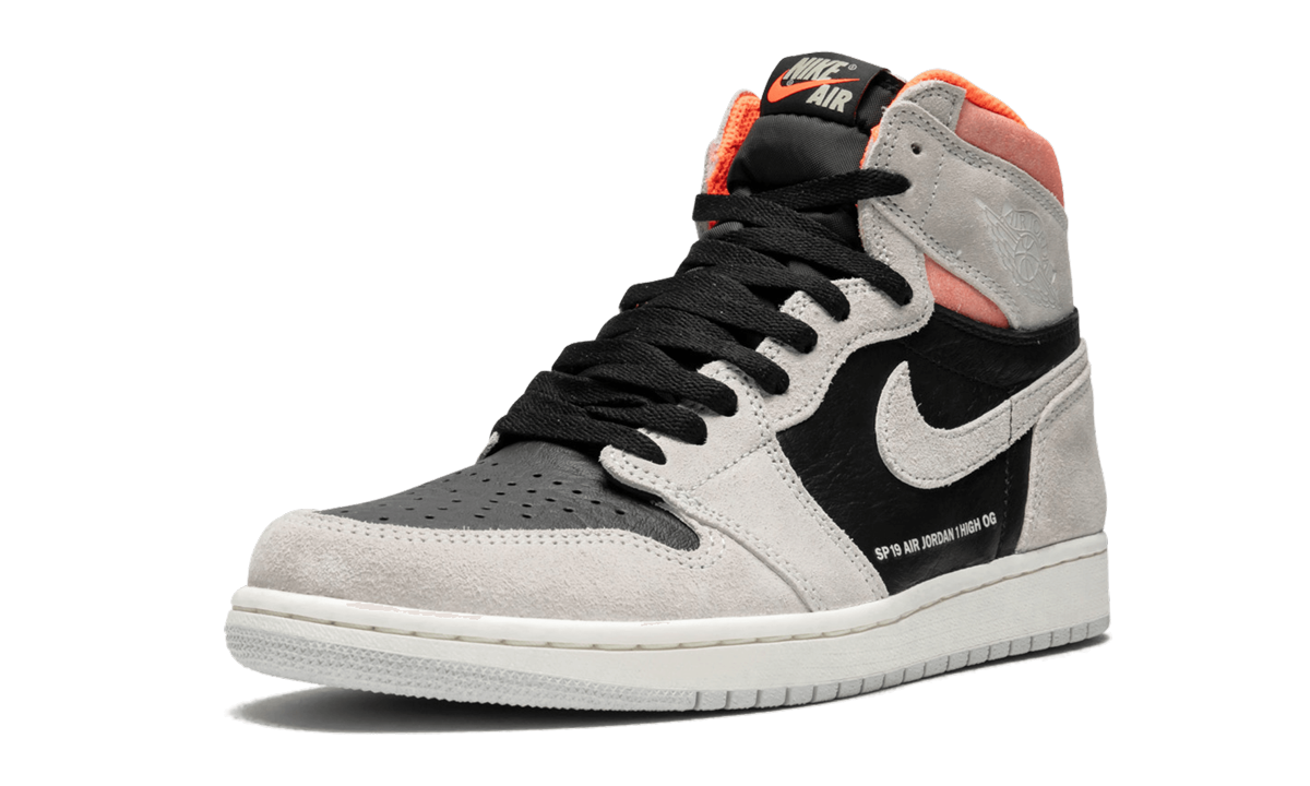 jordan 1 retro high neutral grey hyper crimson+555088-018+left diagnol single view