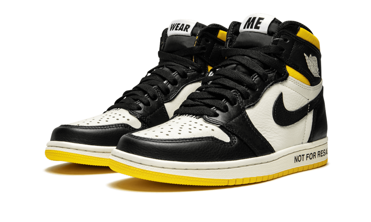 jordan 1 retro high not for resale varsity maize+861428-107+diagnol left view