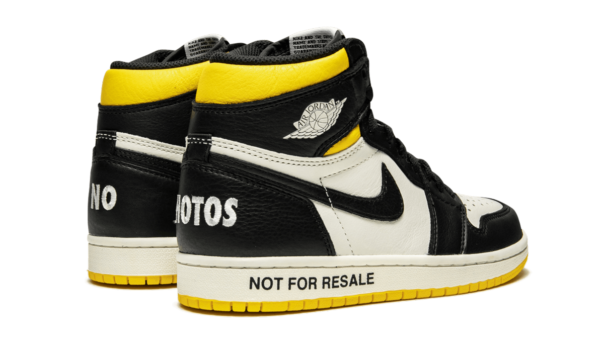 jordan 1 retro high not for resale varsity maize+861428-107+diagnol right behind view