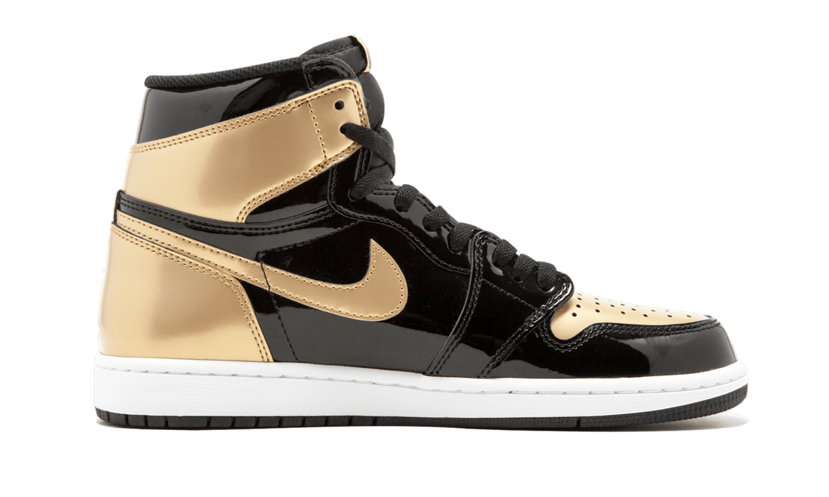 jordan 1 retro high nrg patent gold toe+861428-007+diagnol left view