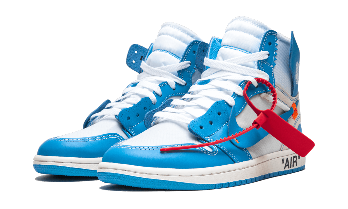 jordan 1 retro high off white university blue+AQ0818-148+diagnol left view