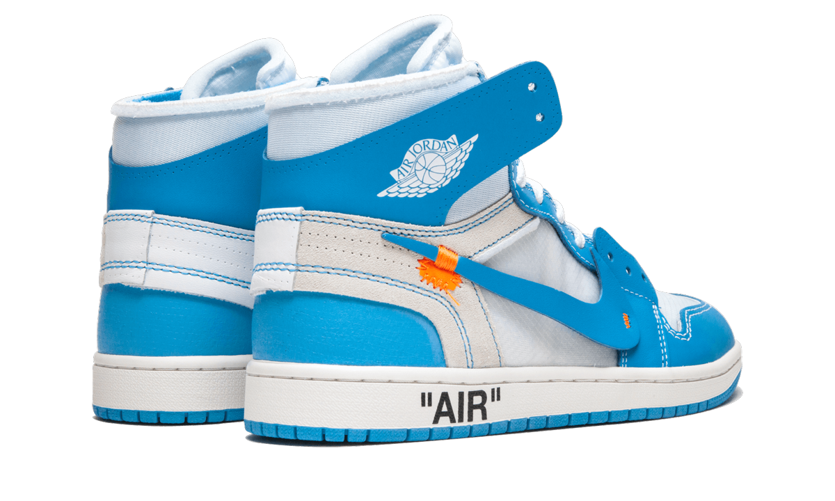 jordan 1 retro high off white university blue+AQ0818-148+diagnol right behind view
